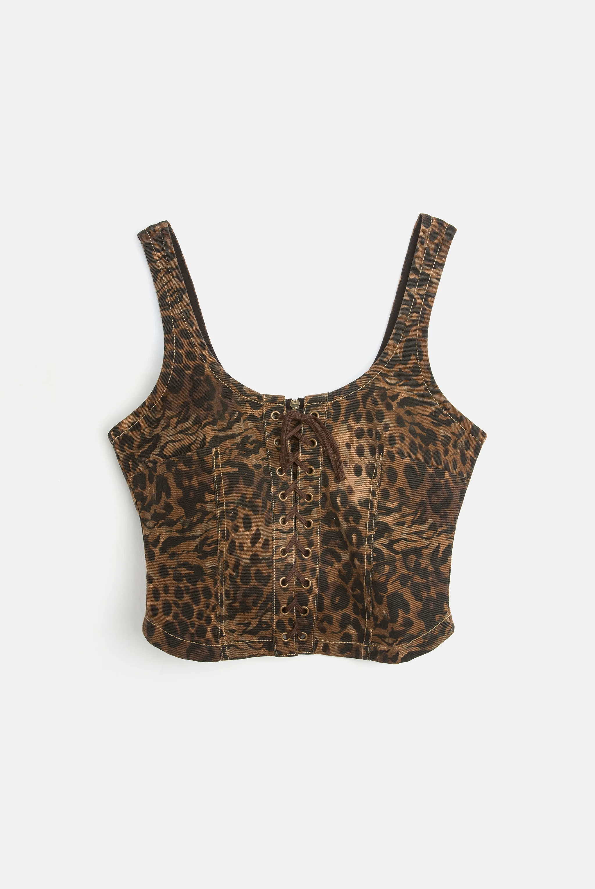 ANIMAL DENIM LACE UP CORSET - Image 4