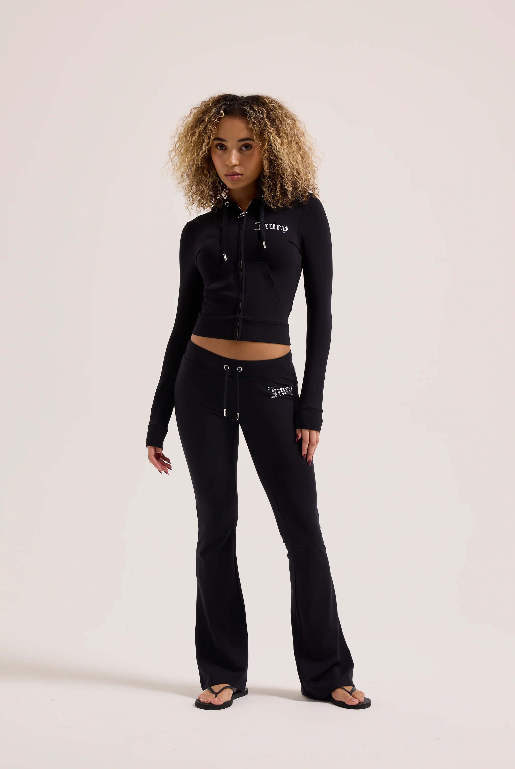 BLACK DIAMANTÉ LUXURY JERSEY LOW RISE PANT - Image 4