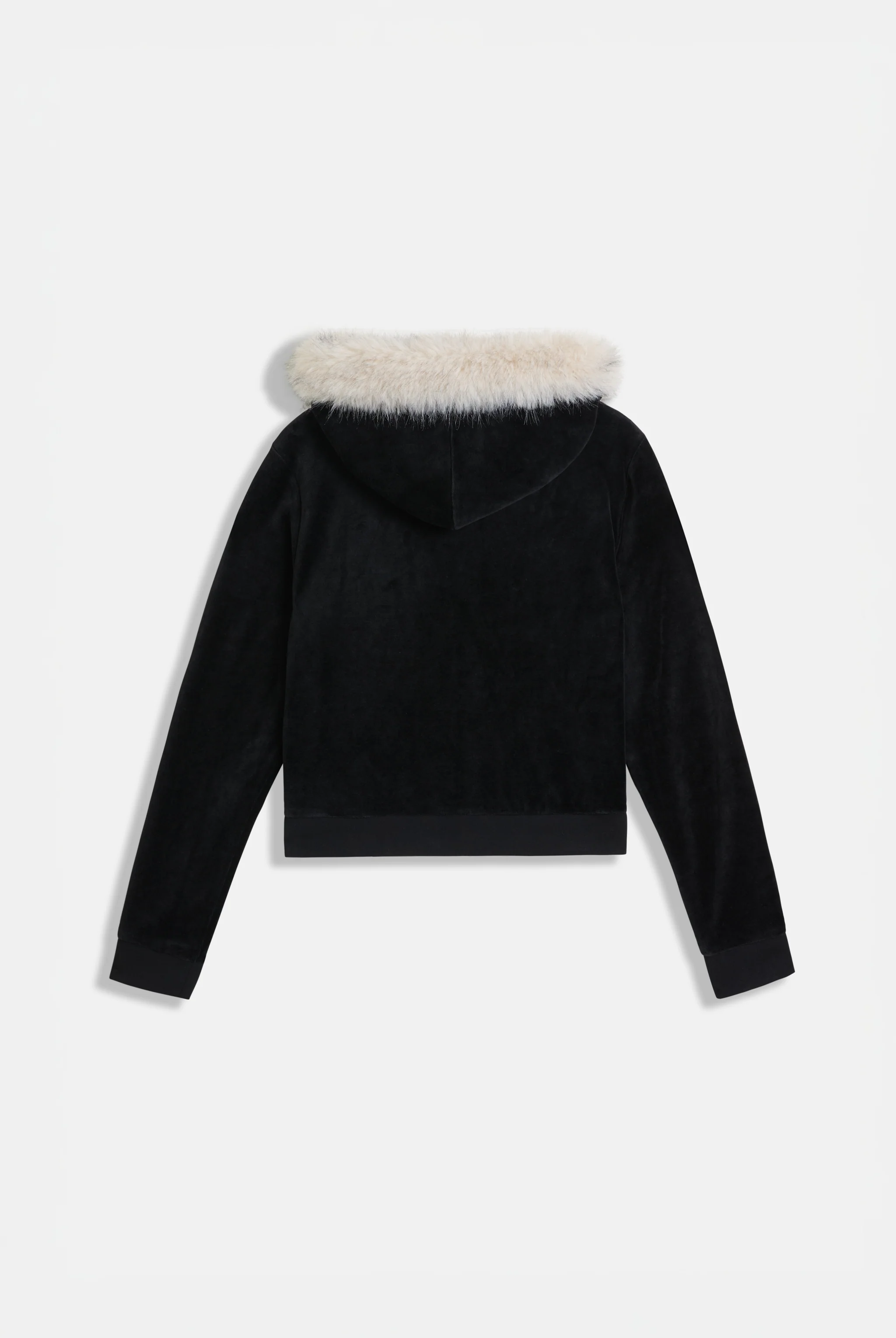 BLACK POM POM FAUX FUR BAMBOO VELOUR HOODIE - Image 7