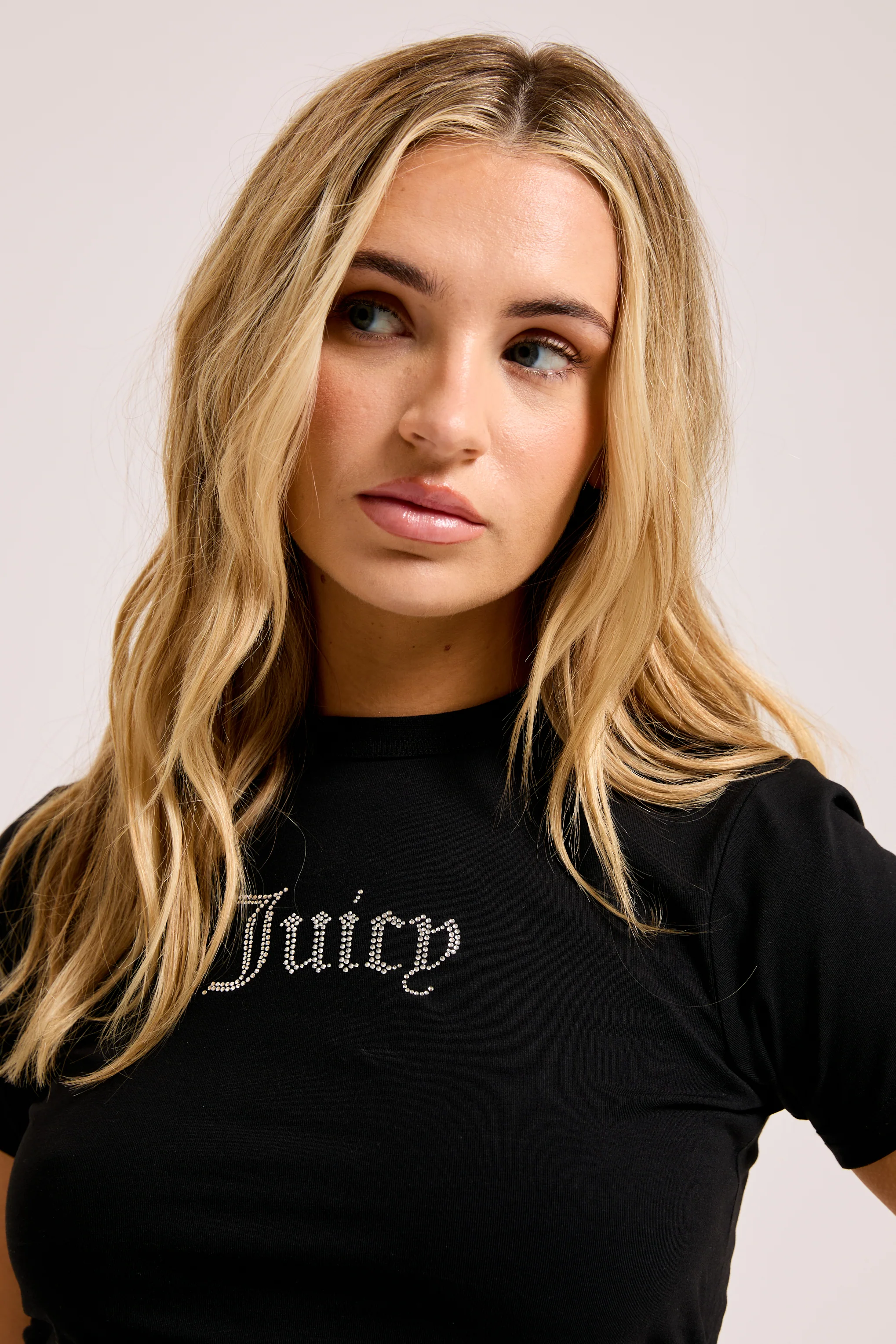 BLACK DIAMANTÉ RUCHED T-SHIRT - Image 4