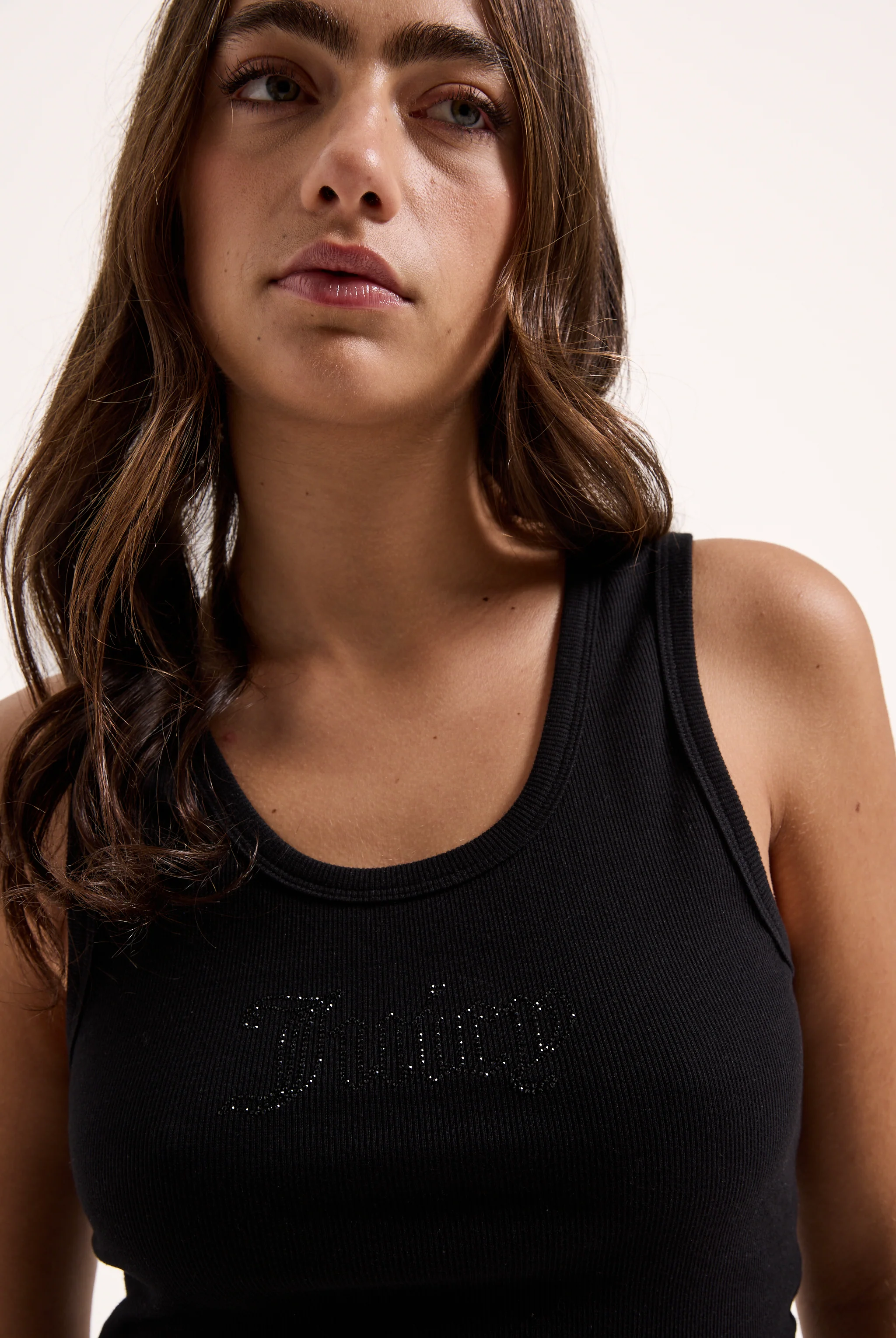 BLACK RIBBED OUTLINE DIAMANTÉ RACER VEST - Image 4