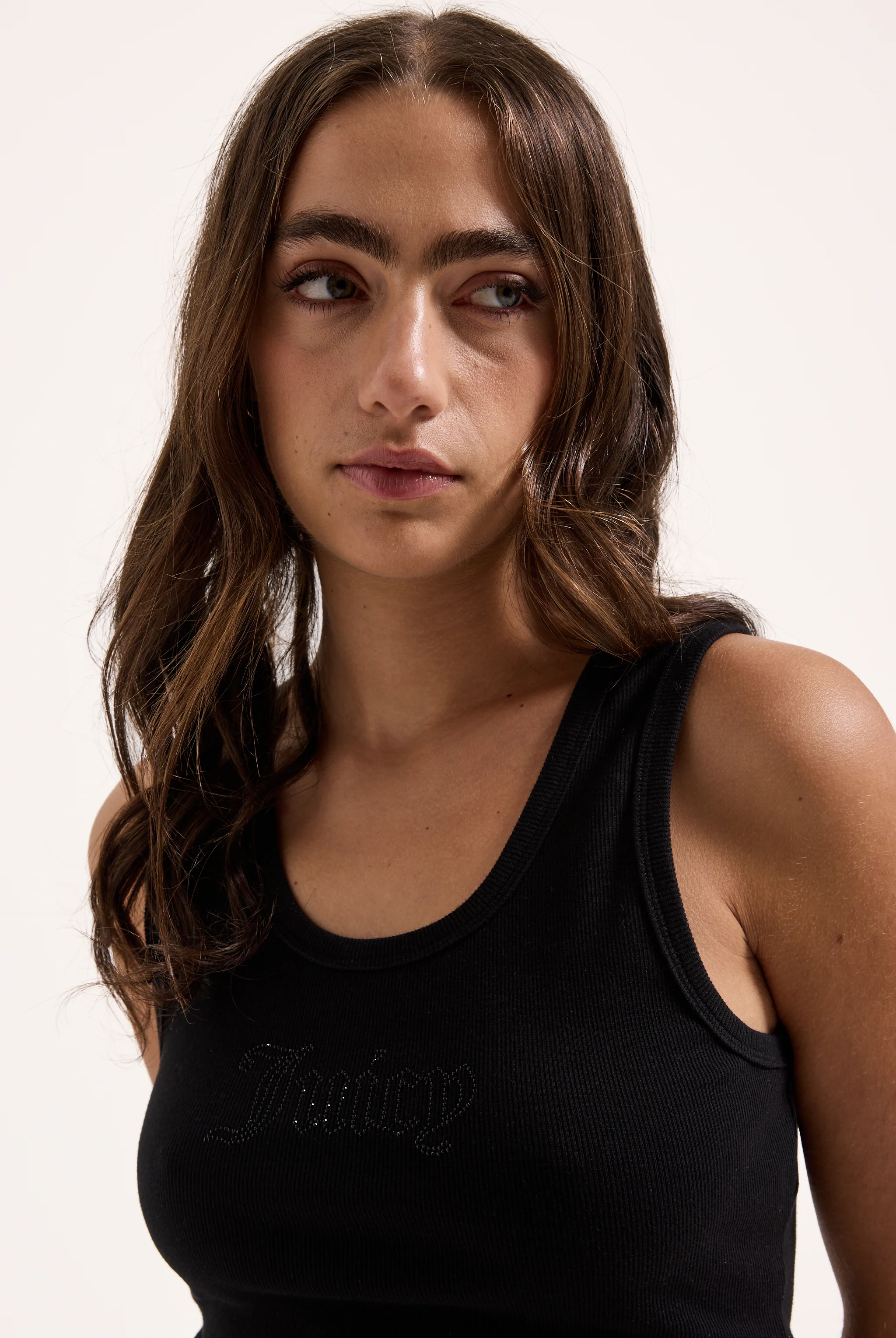 BLACK RIBBED OUTLINE DIAMANTÉ RACER VEST - Image 5