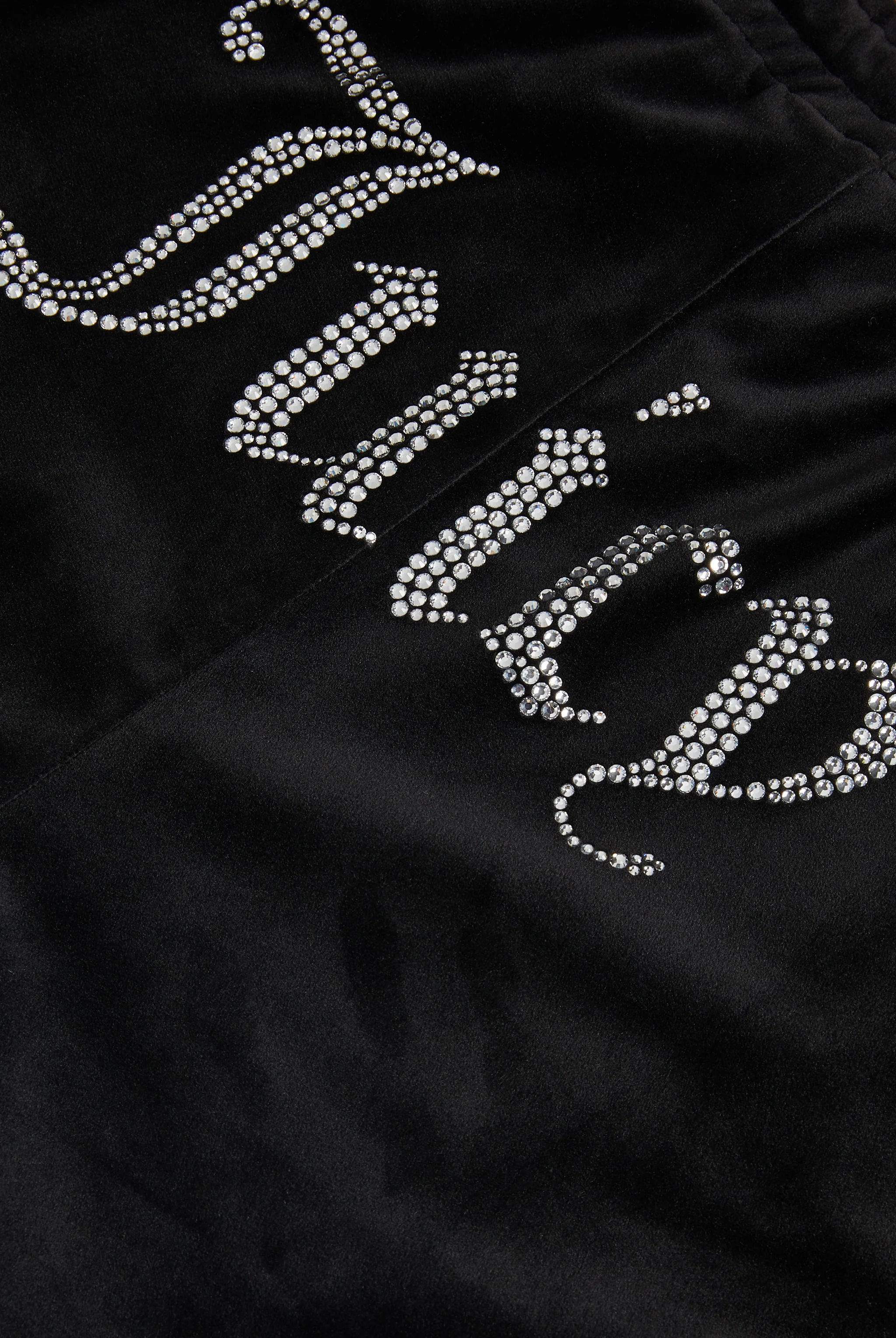 BLACK VELOUR DIAMANTÉ TRACKSUIT BOTTOM - Image 6