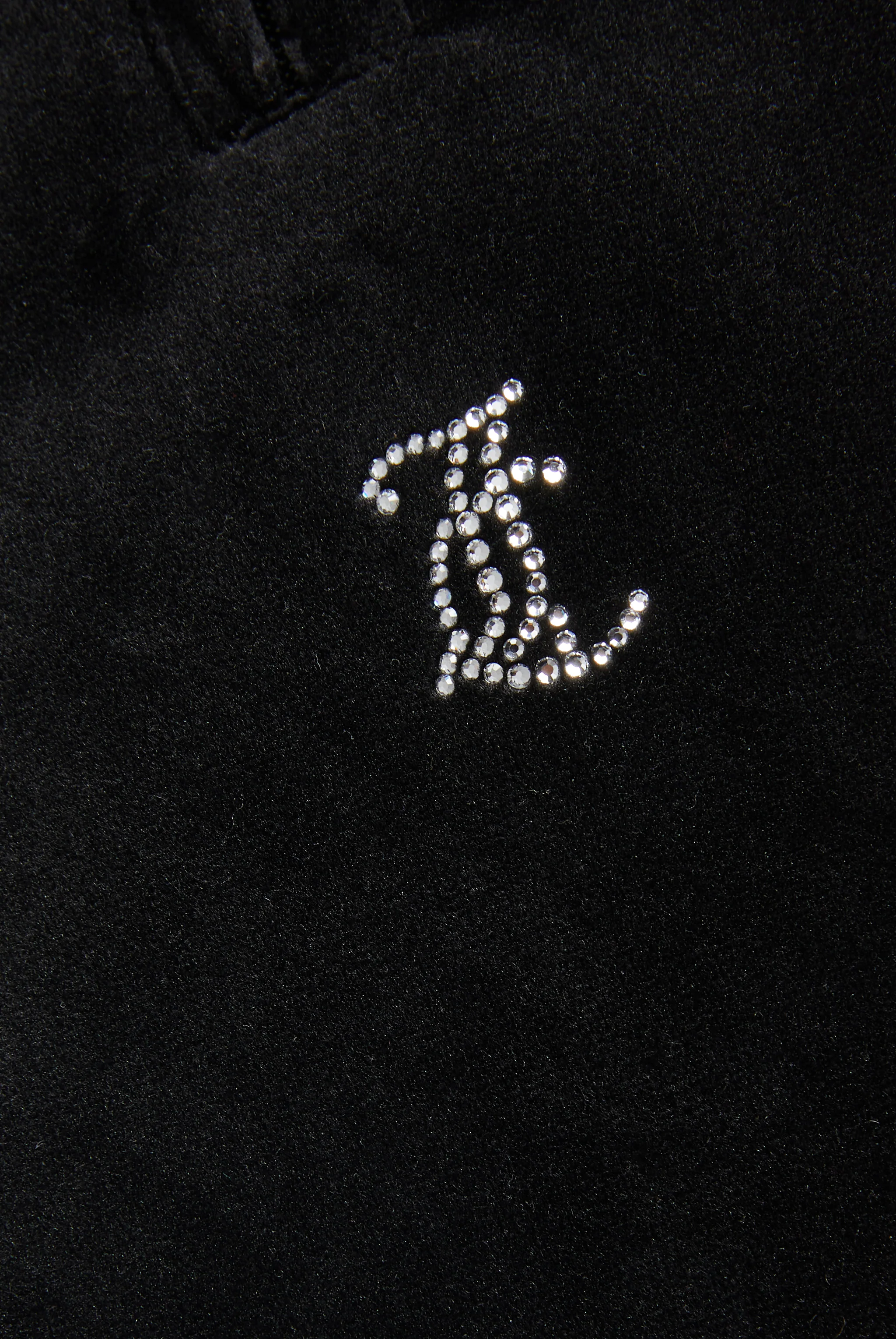 BLACK VELOUR DIAMANTÉ TRACKSUIT BOTTOM - Image 8