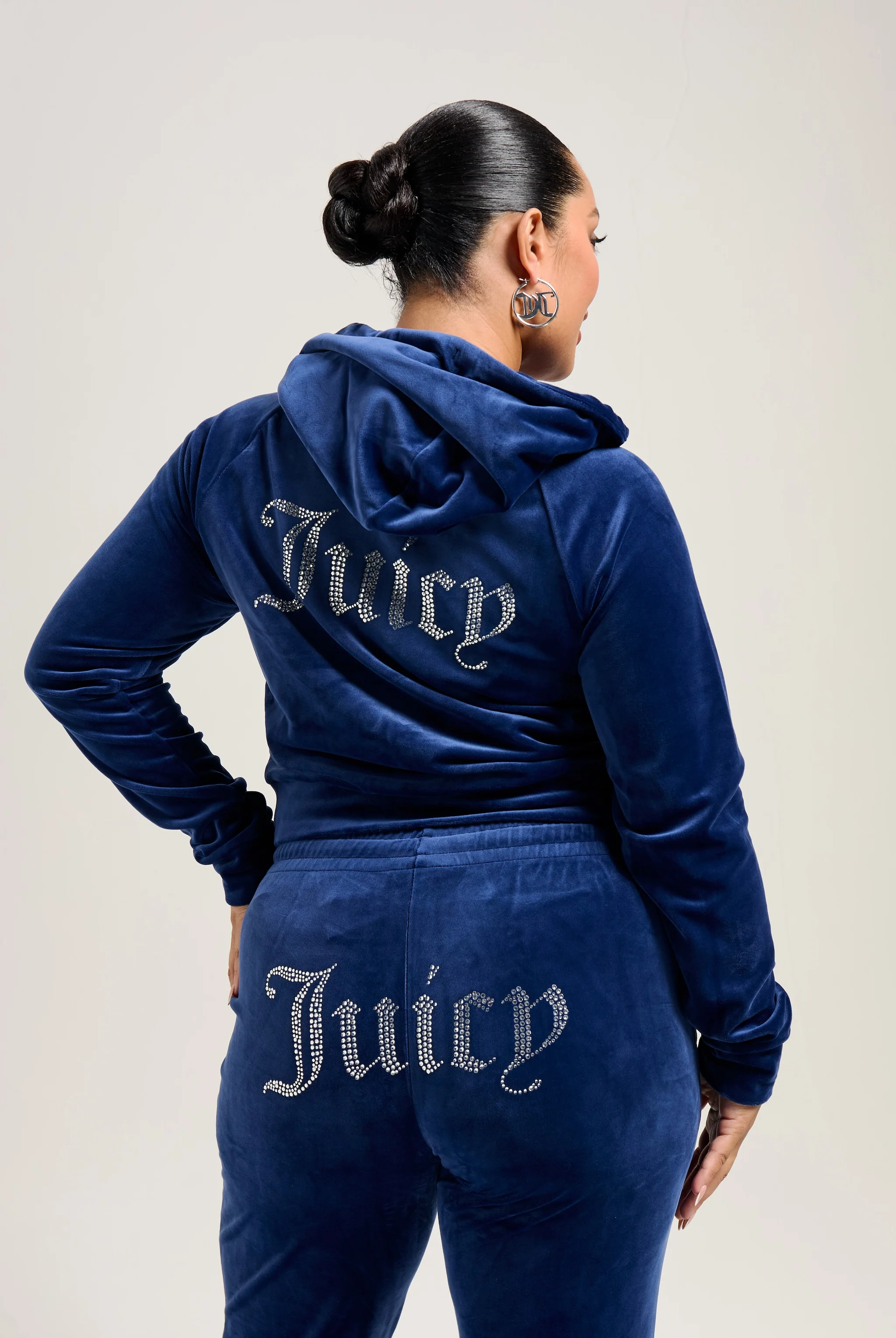 BLUE DEPTHS DIAMANTÉ VELOUR ZIP-THROUGH HOODIE - Image 13