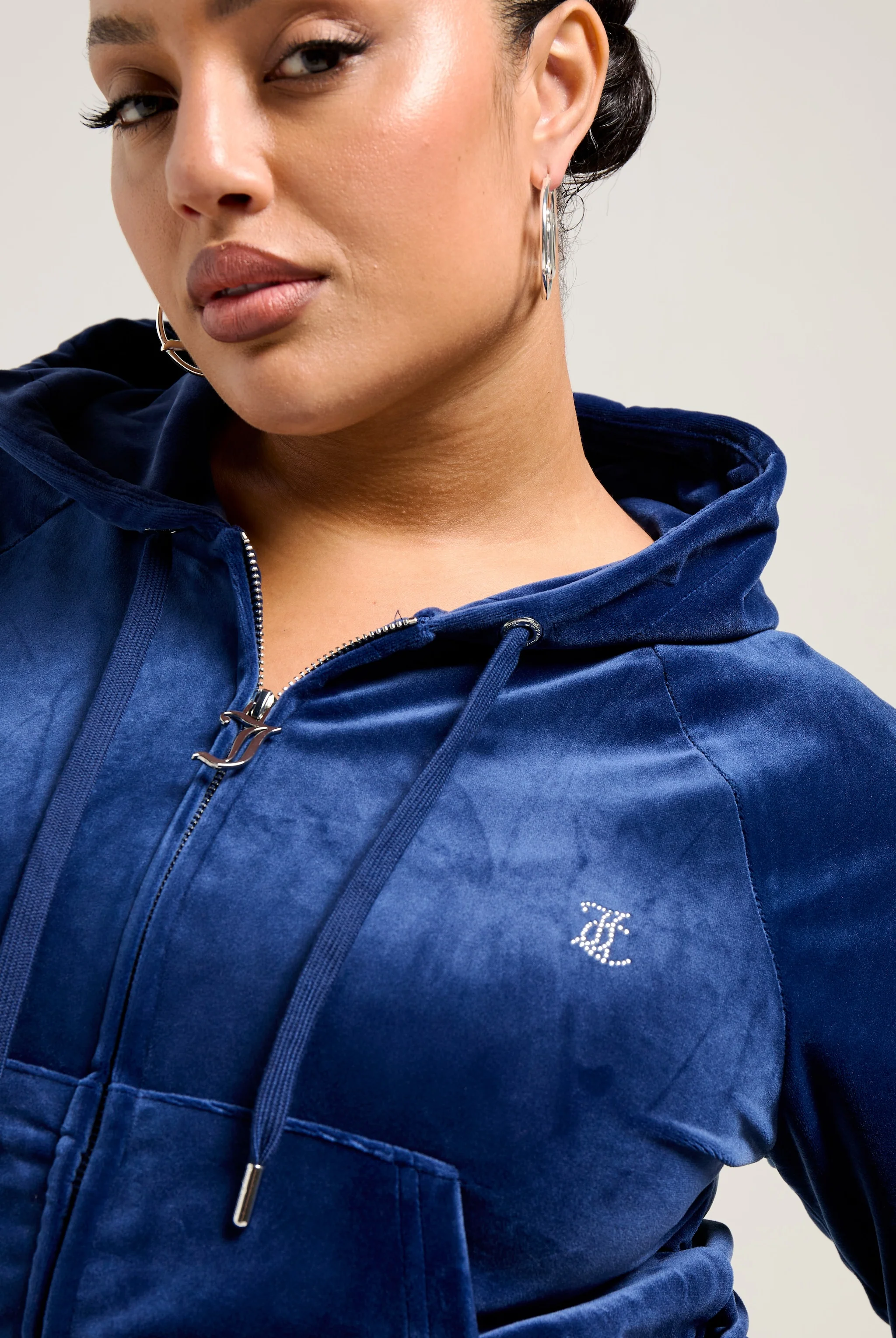 BLUE DEPTHS DIAMANTÉ VELOUR ZIP-THROUGH HOODIE - Image 16