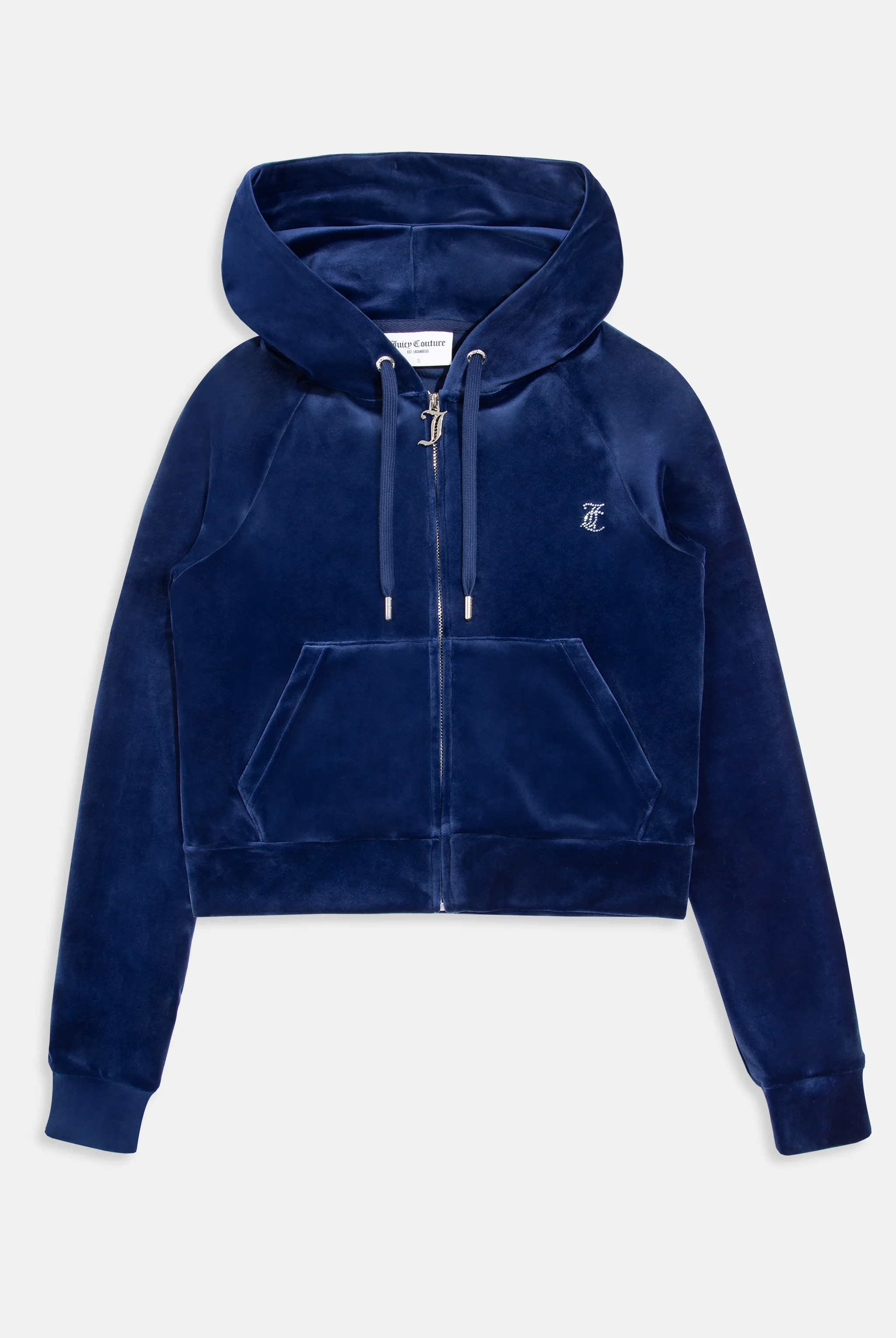 BLUE DEPTHS DIAMANTÉ VELOUR ZIP-THROUGH HOODIE - Image 5