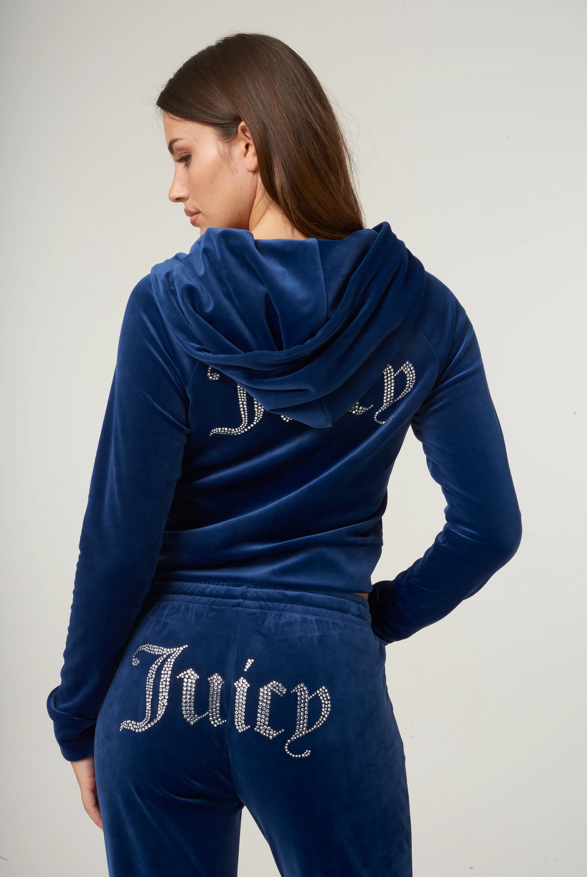 BLUE DEPTHS DIAMANTÉ VELOUR ZIP-THROUGH HOODIE - Image 6