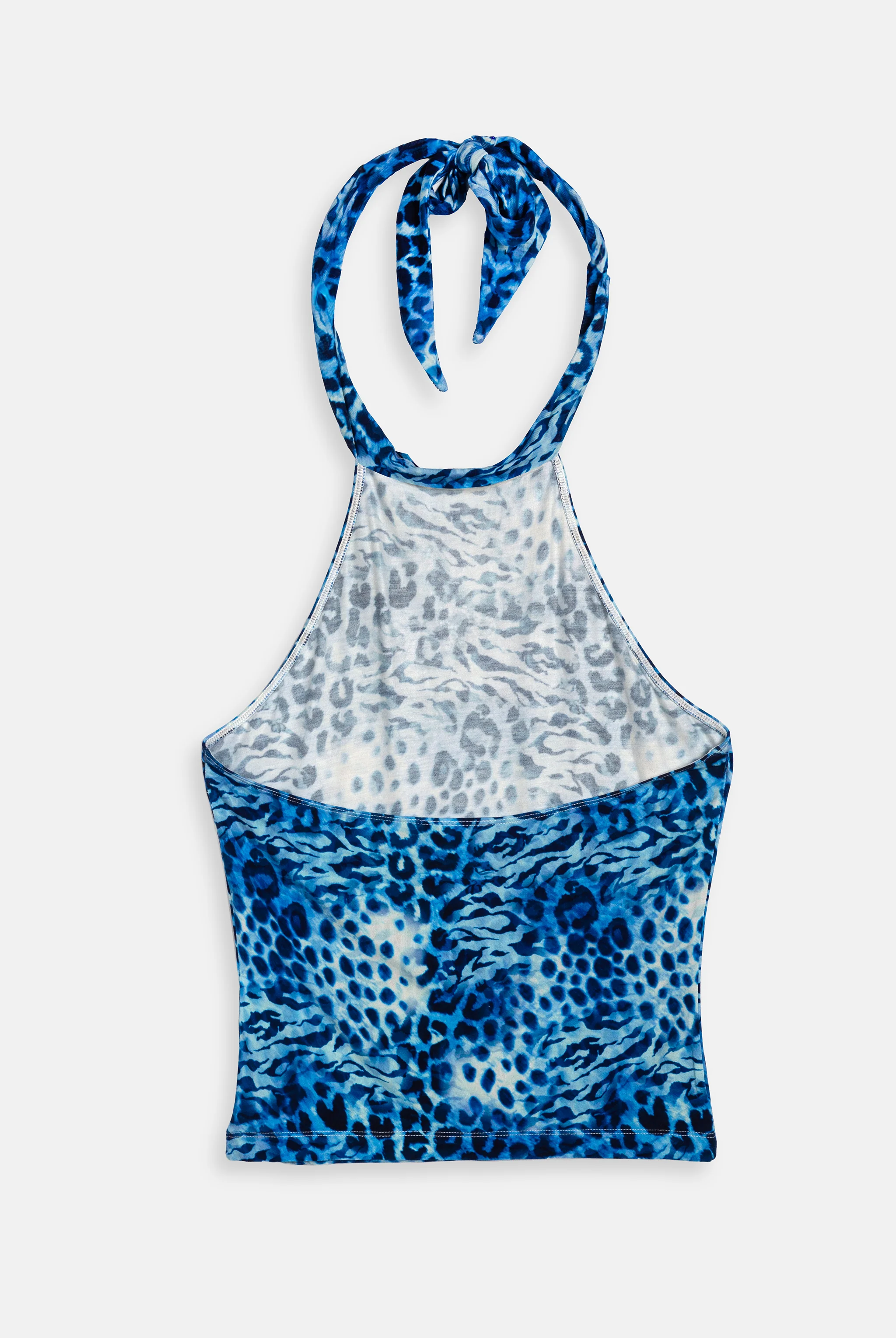 BLUE LEOPARD PRINT JERSEY HALTER NECK TOP - Image 8