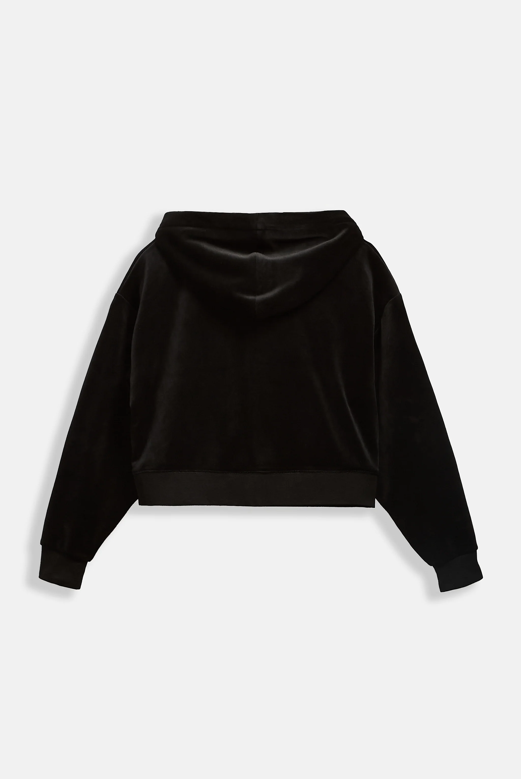 BLACK CROP OVERSIZED CLASSIC VELOUR HOODIE - Image 8