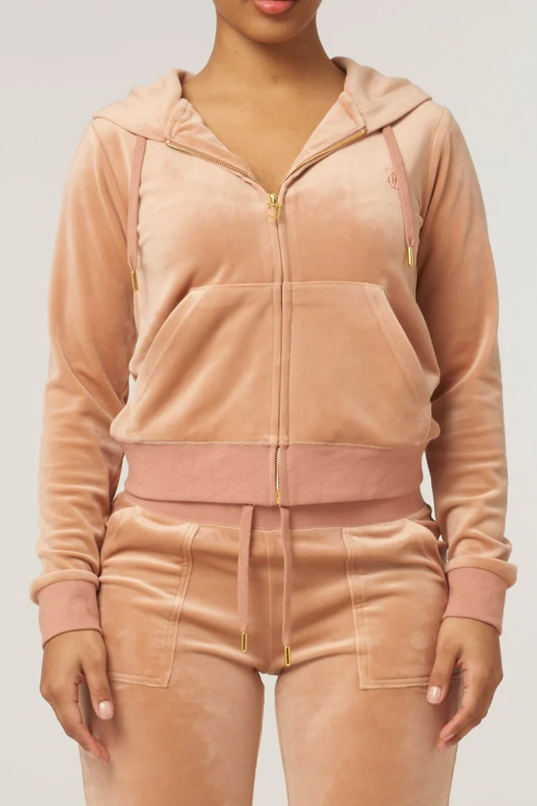 CAFE AU LAIT & GOLD CLASSIC VELOUR ROBERTSON HOODIE - Image 3