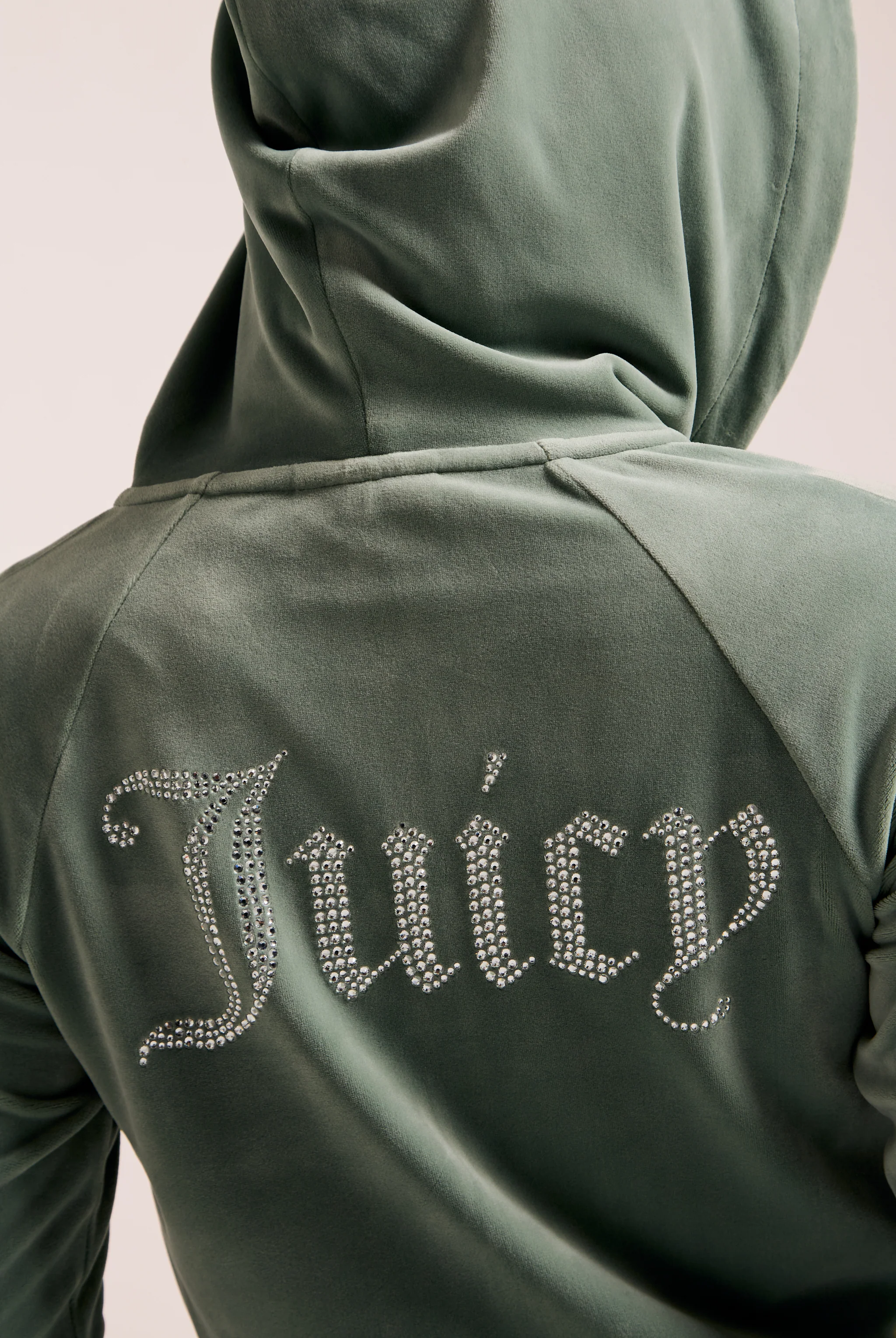 CHINOIS GREEN DIAMANTÉ VELOUR ZIP-THROUGH HOODIE - Image 3