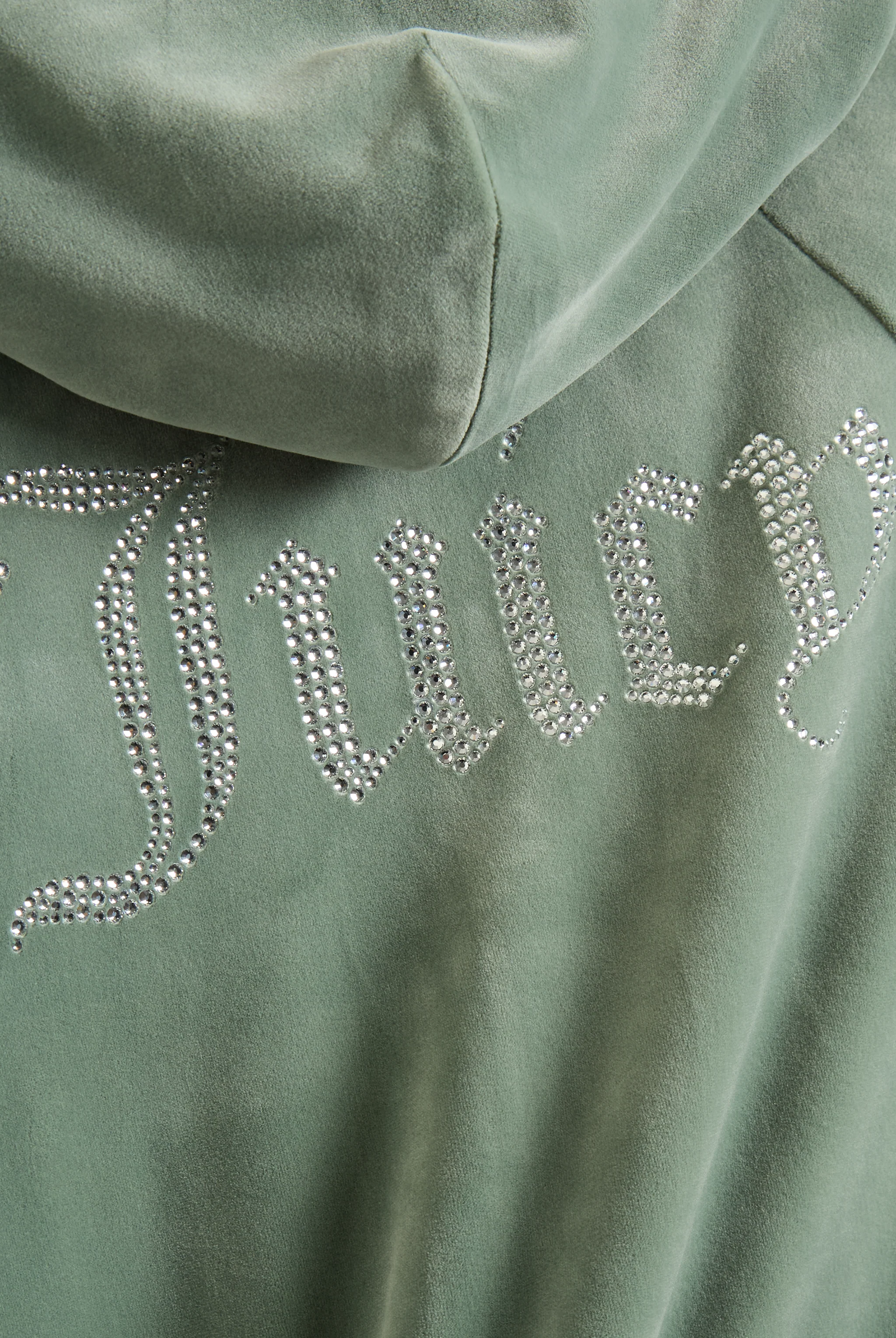 CHINOIS GREEN DIAMANTÉ VELOUR ZIP-THROUGH HOODIE - Image 8