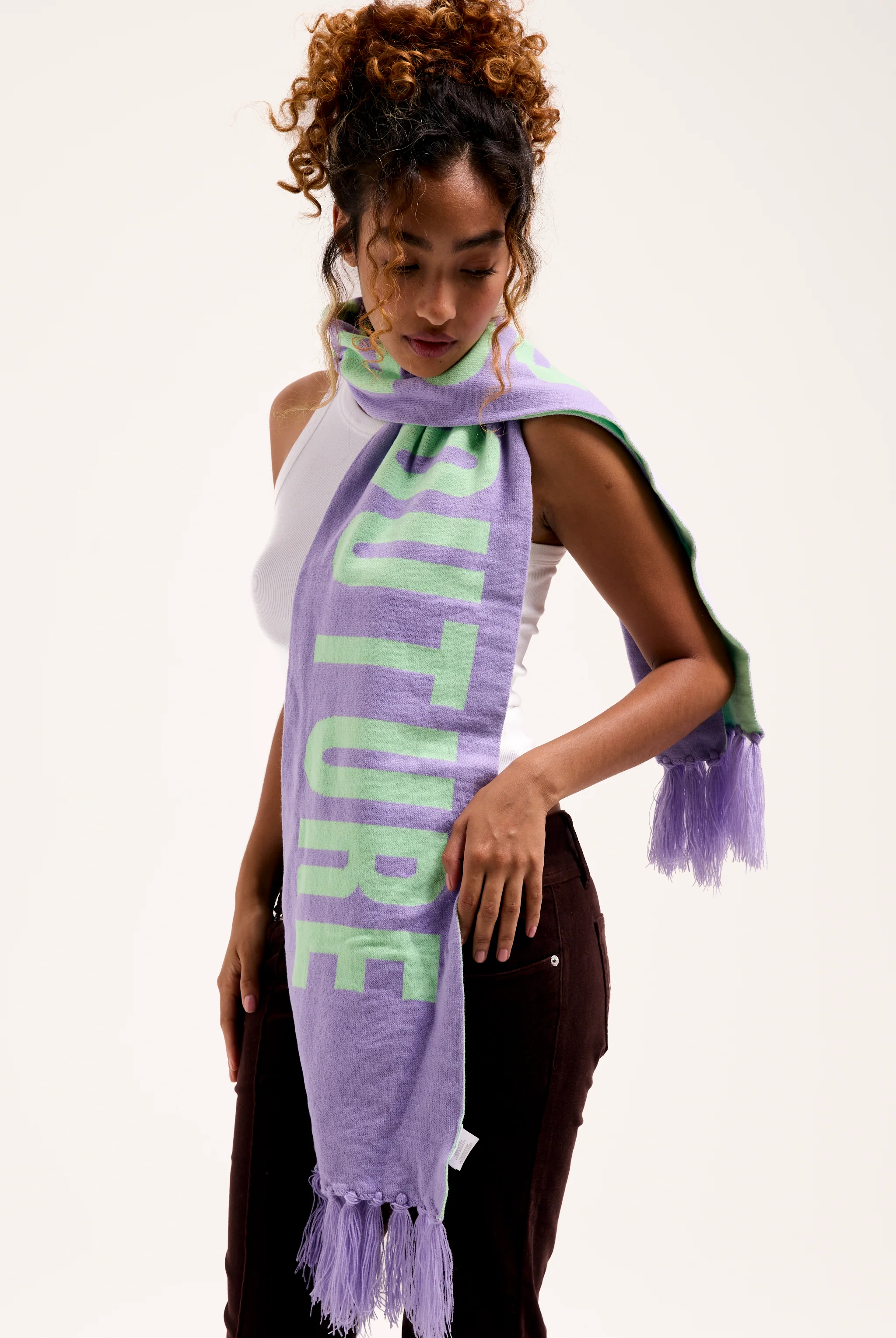 VIOLET TULIP / MINT CONTRAST FOOTBALL SCARF - Image 6