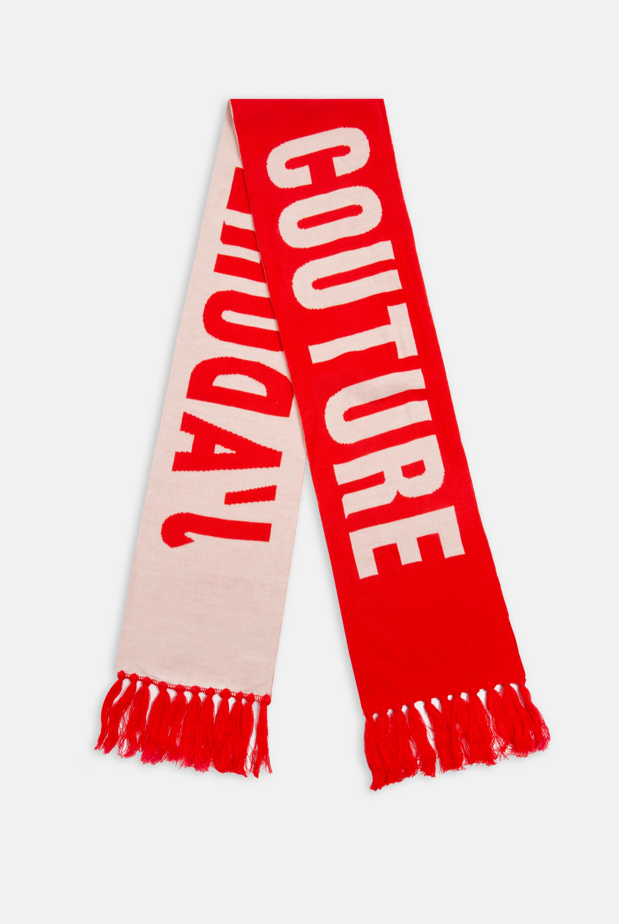 CREAM / CORAL CONTRAST FOOTBALL SCARF - Image 7