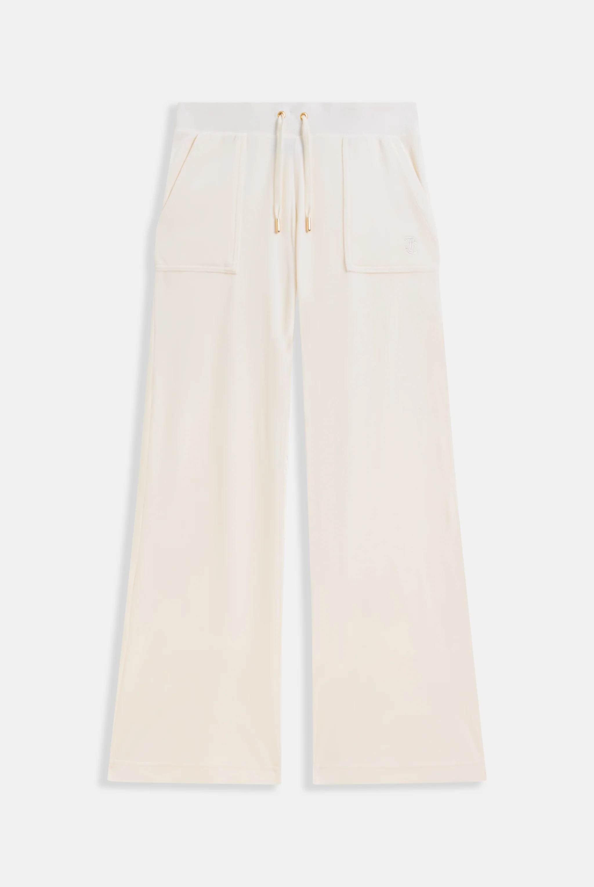 CREAM / GOLD LOW RISE FLARE CLASSIC VELOUR TRACK PANT - Image 10