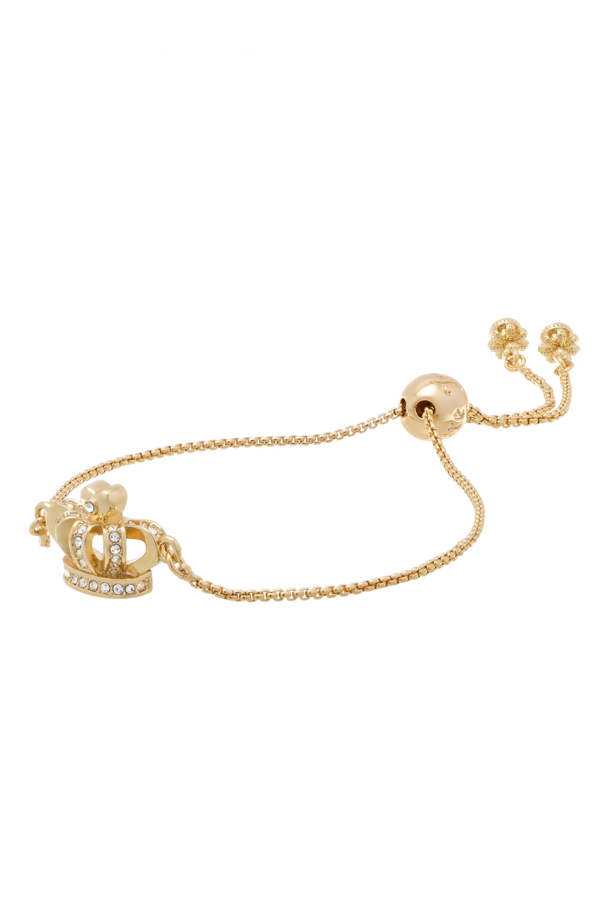 GOLD TONE CRYSTAL ICON CROWN ADJUSTABLE BRACELET - Image 4