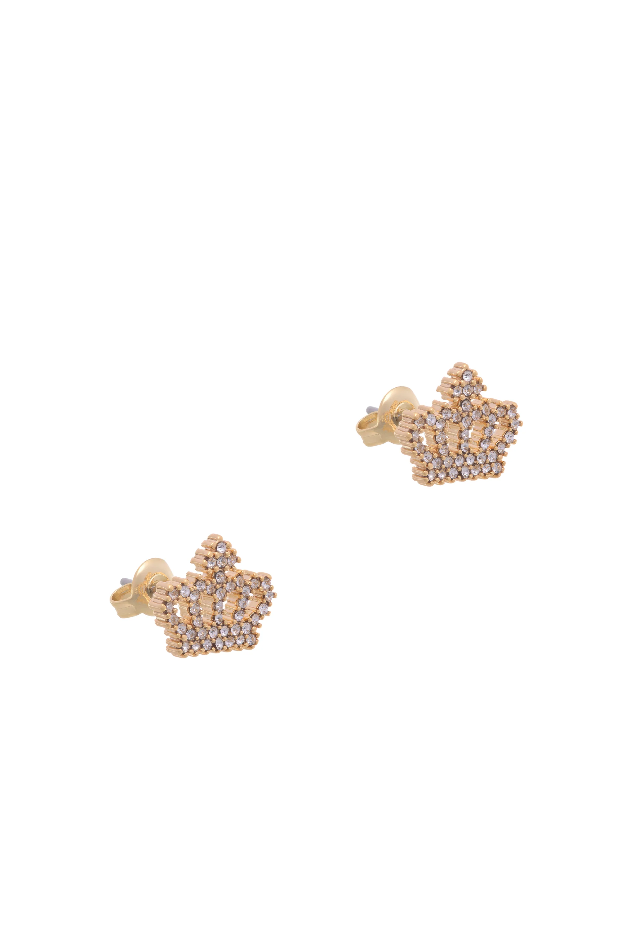 GOLD TONE CRYSTAL MOTIF CROWN STUD EARRINGS - Image 5