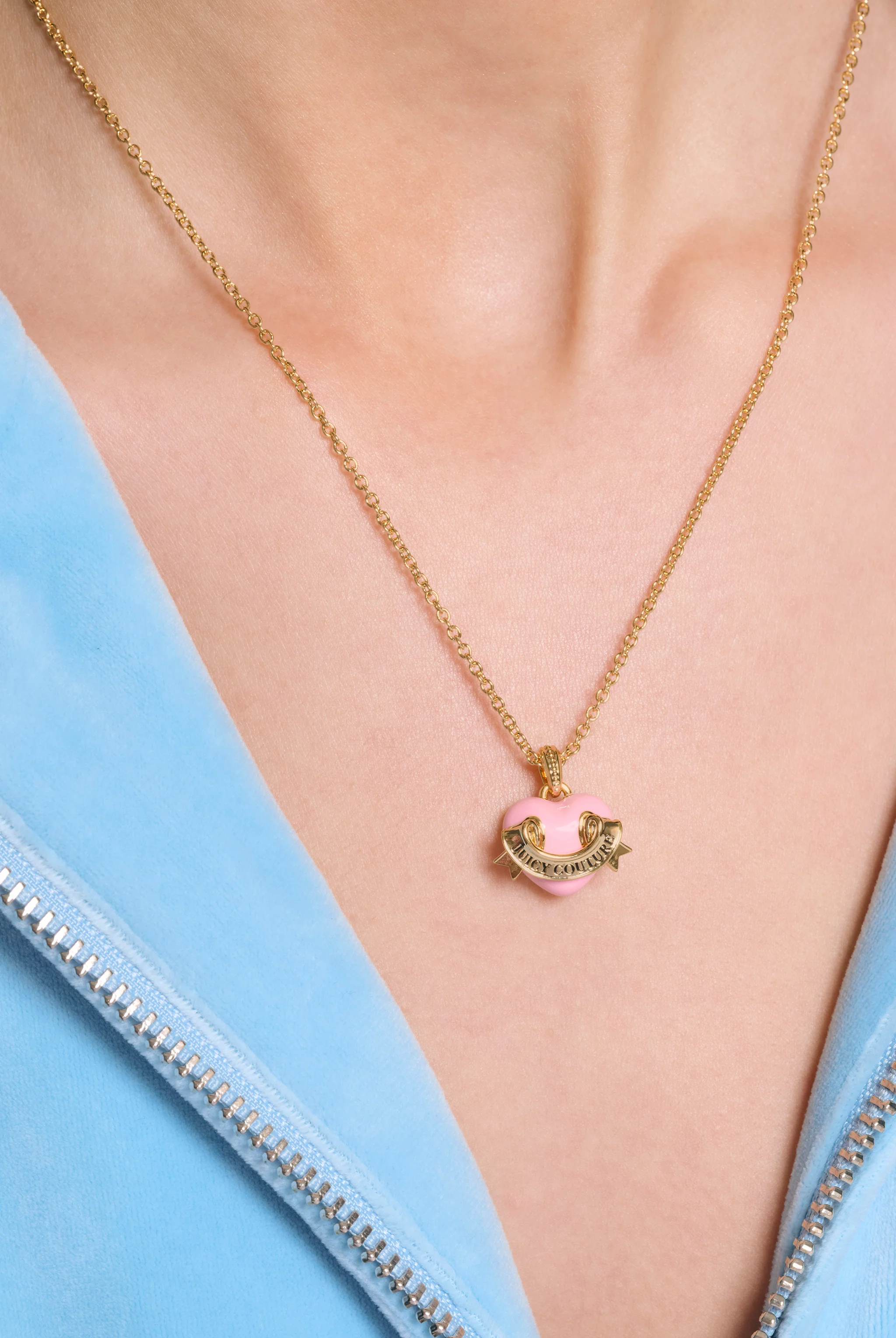 GOLD TONE ENAMEL ICON HEART PENDANT NECKLACE