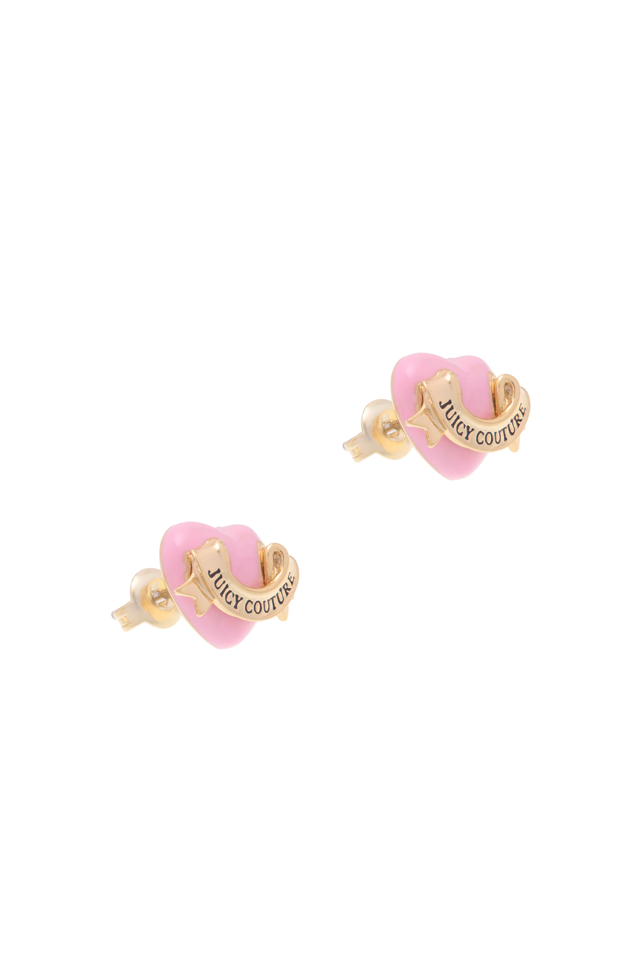 GOLD TONE ENAMEL ICON HEART STUD EARRINGS - Image 3
