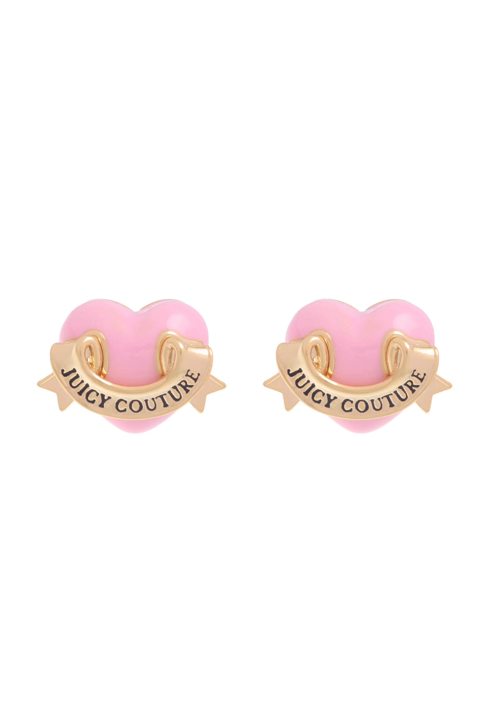 GOLD TONE ENAMEL ICON HEART STUD EARRINGS - Image 5