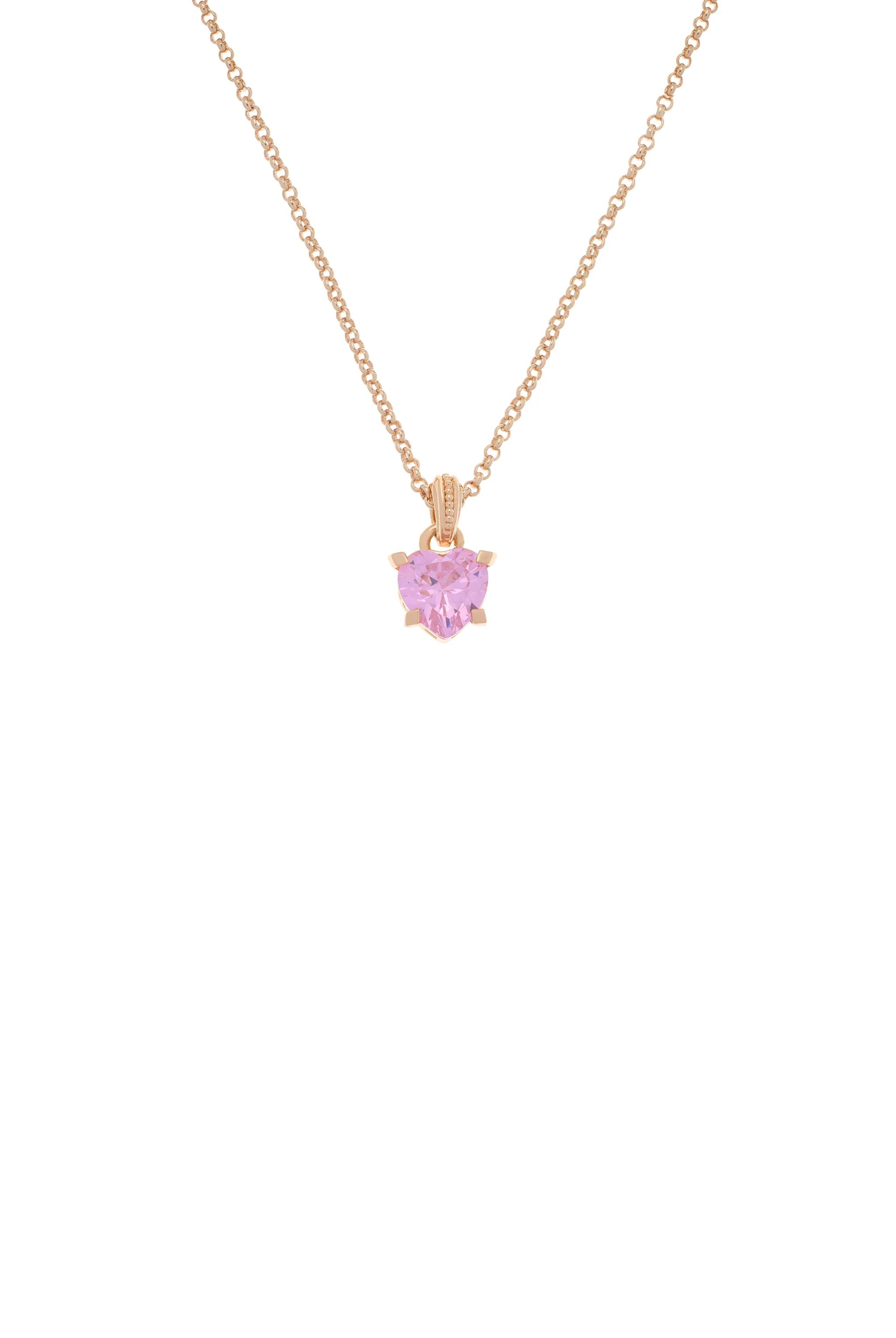 GOLD TONE SOLITAIRE CRYSTAL HEART PENDANT NECKLACE - Image 4