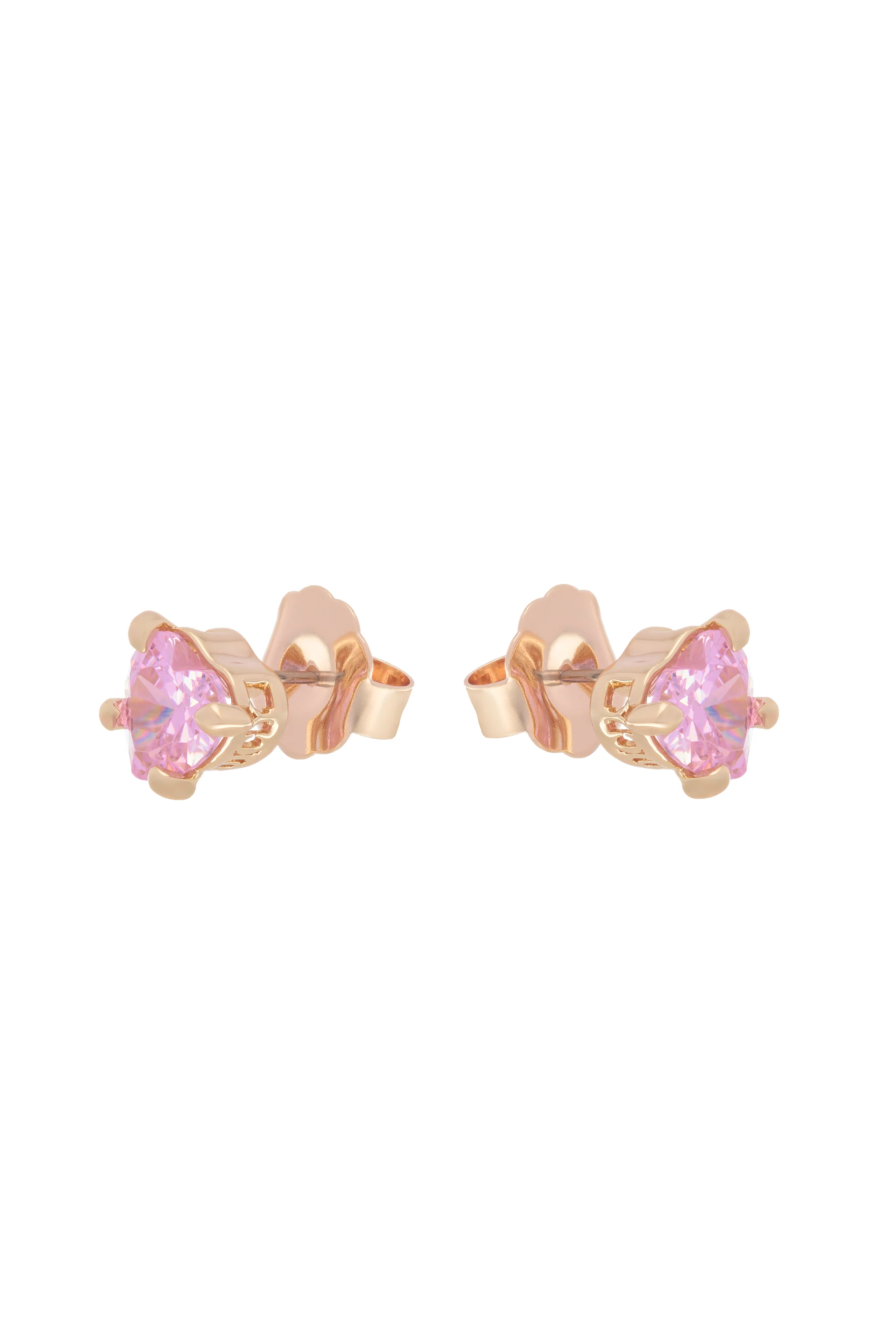 GOLD TONE SOLITAIRE CRYSTAL HEART STUD EARRINGS - Image 5
