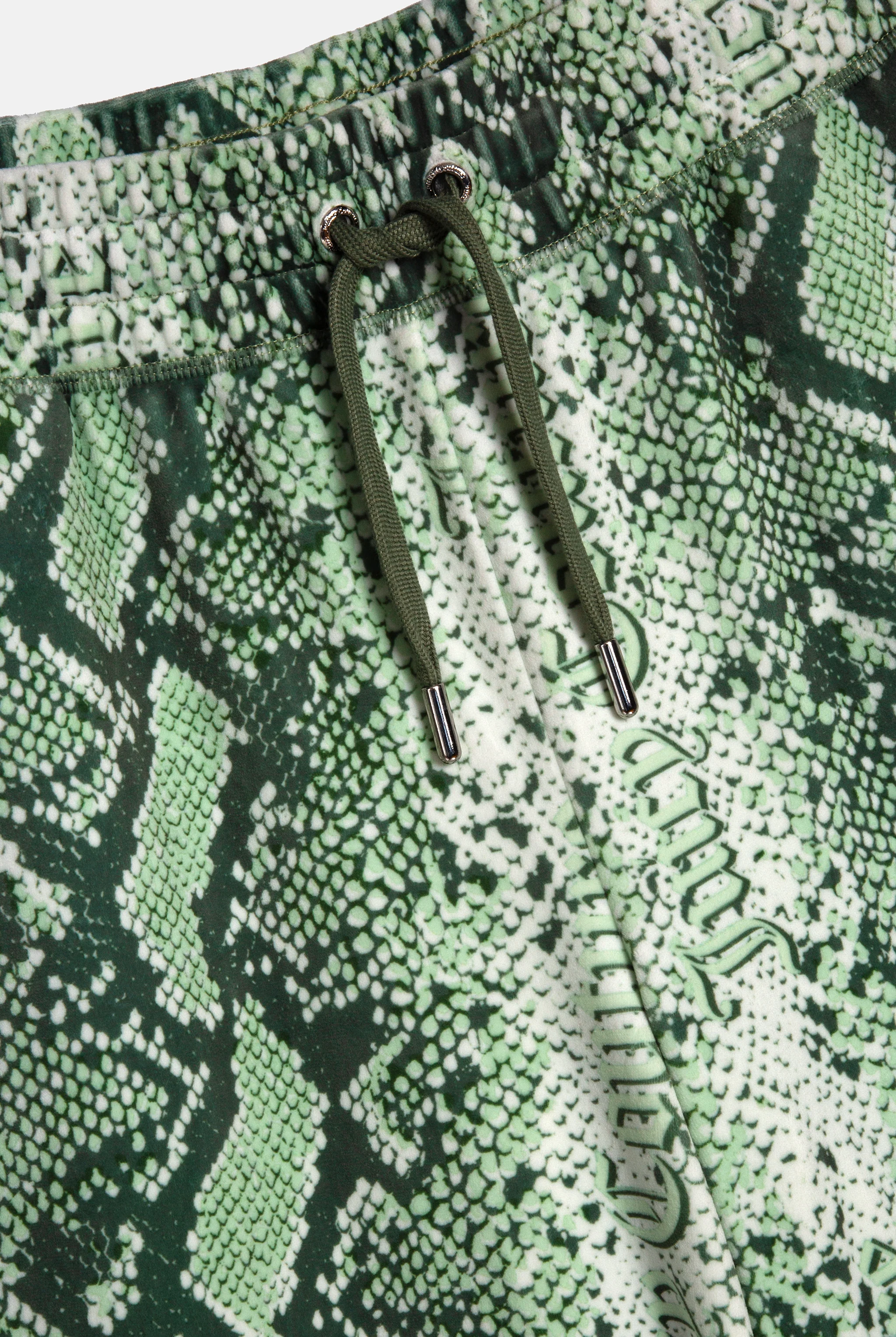 GREEN SNAKE PRINT DIAMANTÉ LOW RISE TRACK BOTTOM - Image 5