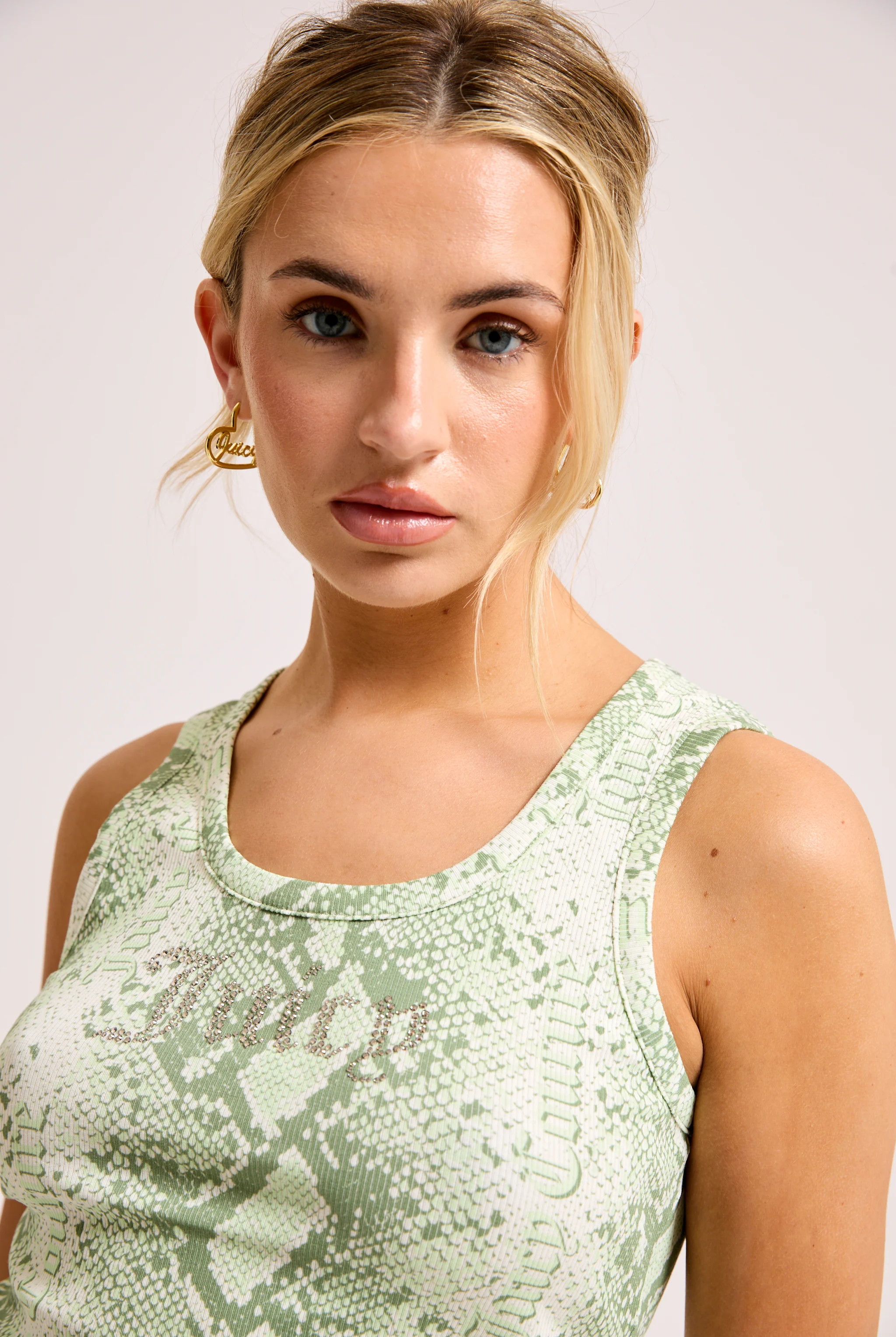 GREEN SNAKE PRINT DIAMANTÉ VEST - Image 3