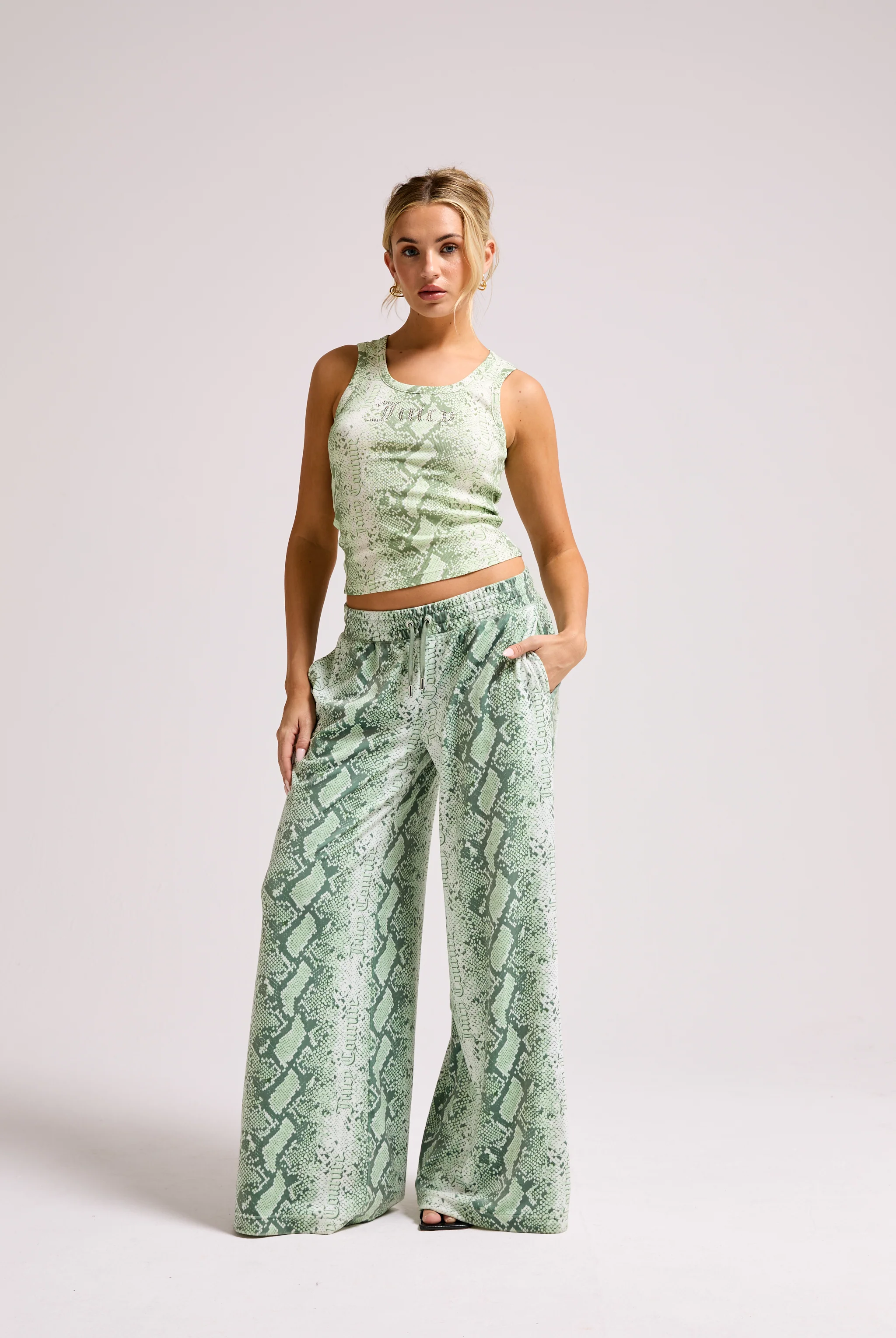 GREEN SNAKE PRINT DIAMANTÉ VEST - Image 7