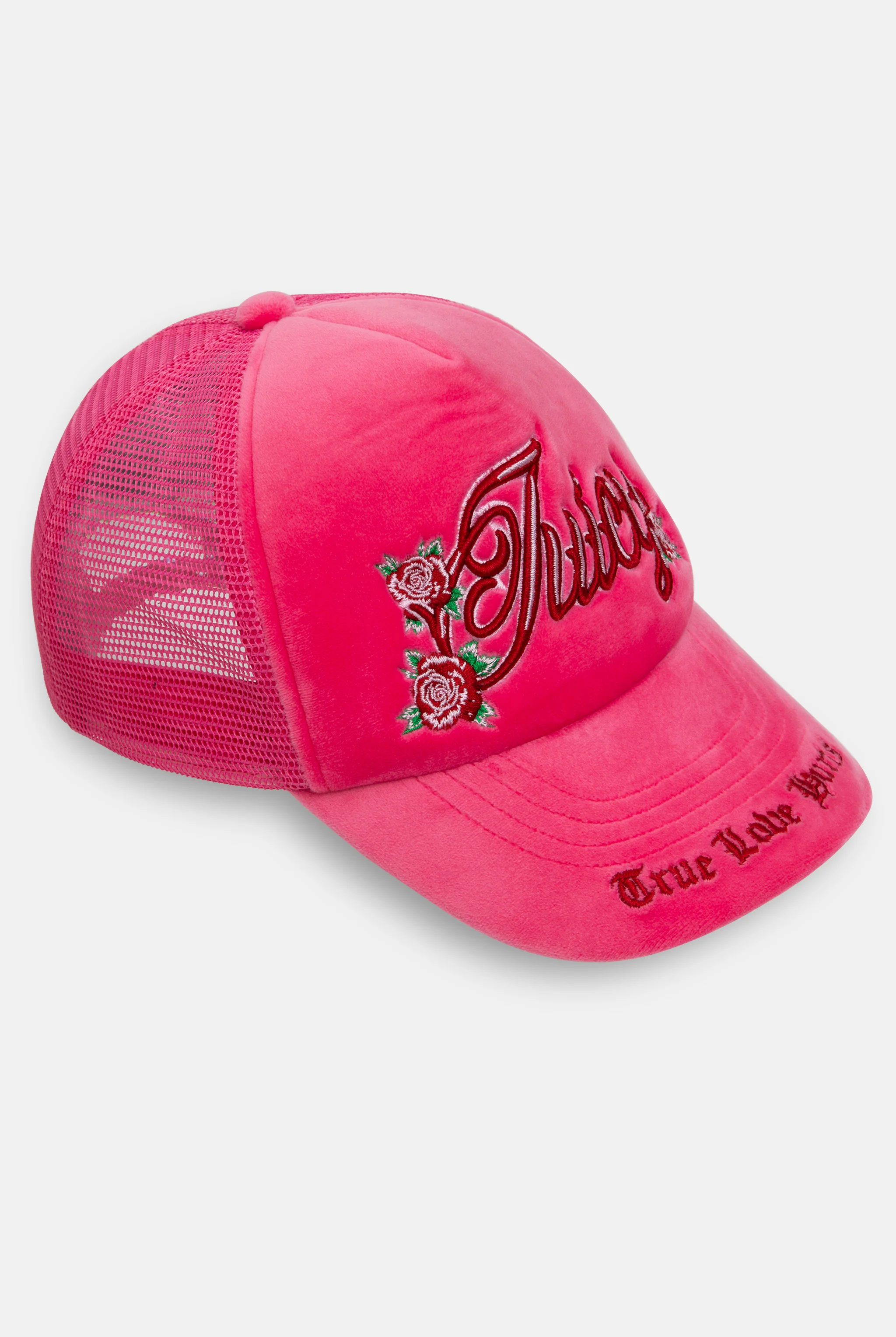 HOT PINK ROSE EMBROIDERED VELOUR TRUCKER CAP - Image 6