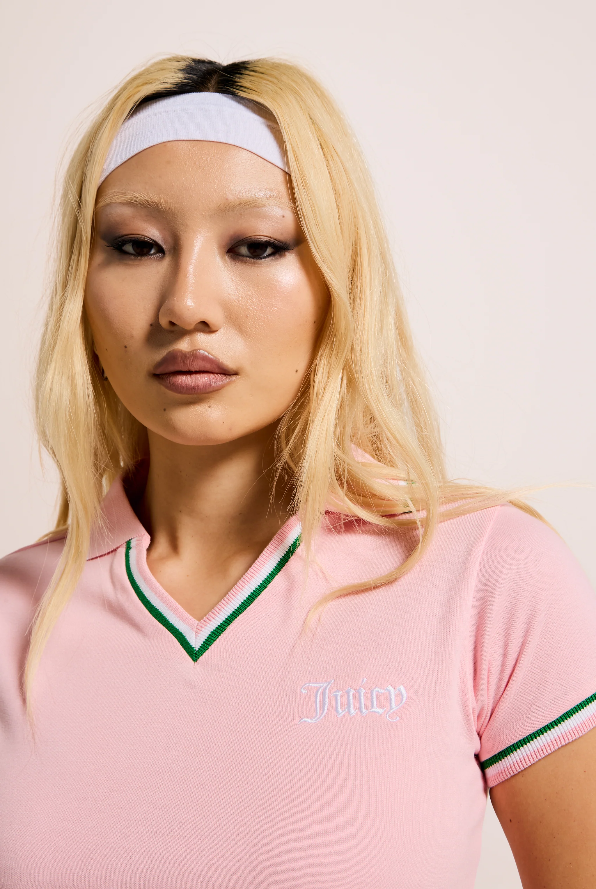 JUICY PINK JERSEY STRIPED TIPPED POLO SHIRT - Image 3