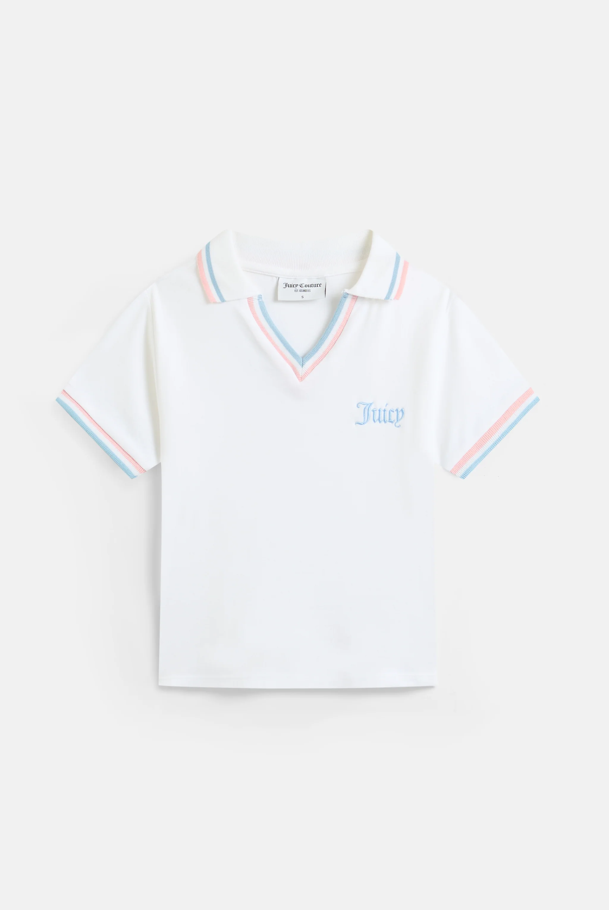 WHITE JERSEY STRIPED TIPPED POLO SHIRT