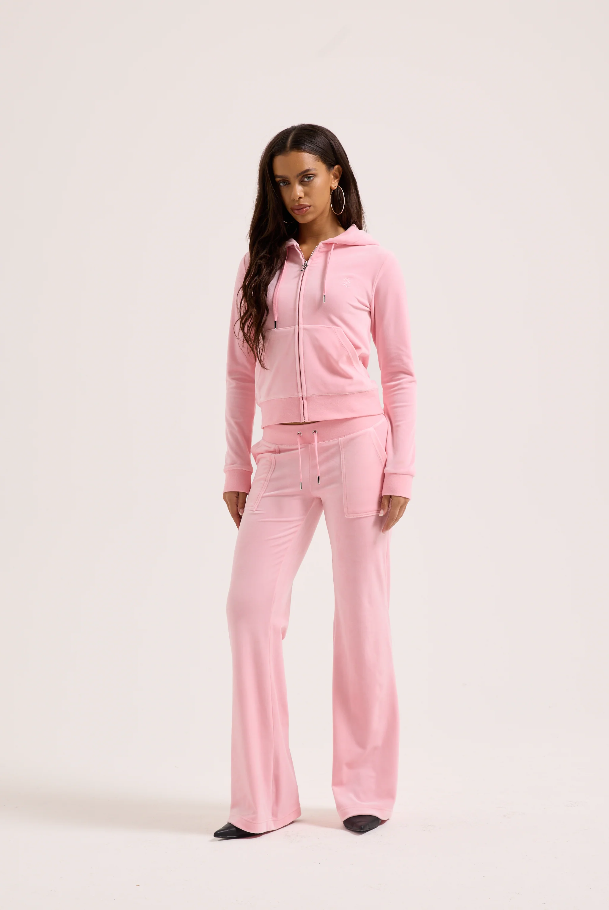 JUICY PINK LOW RISE FLARE CLASSIC VELOUR TRACK PANT - Image 5
