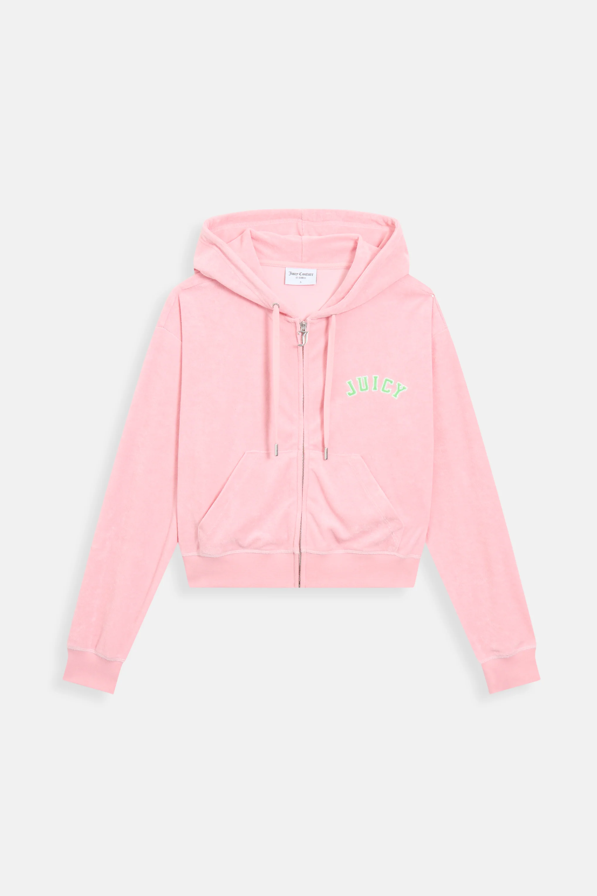 JUICY PINK OVERSIZED COLLEGIATE CROPPED TOWELLING HOODIE - Image 4