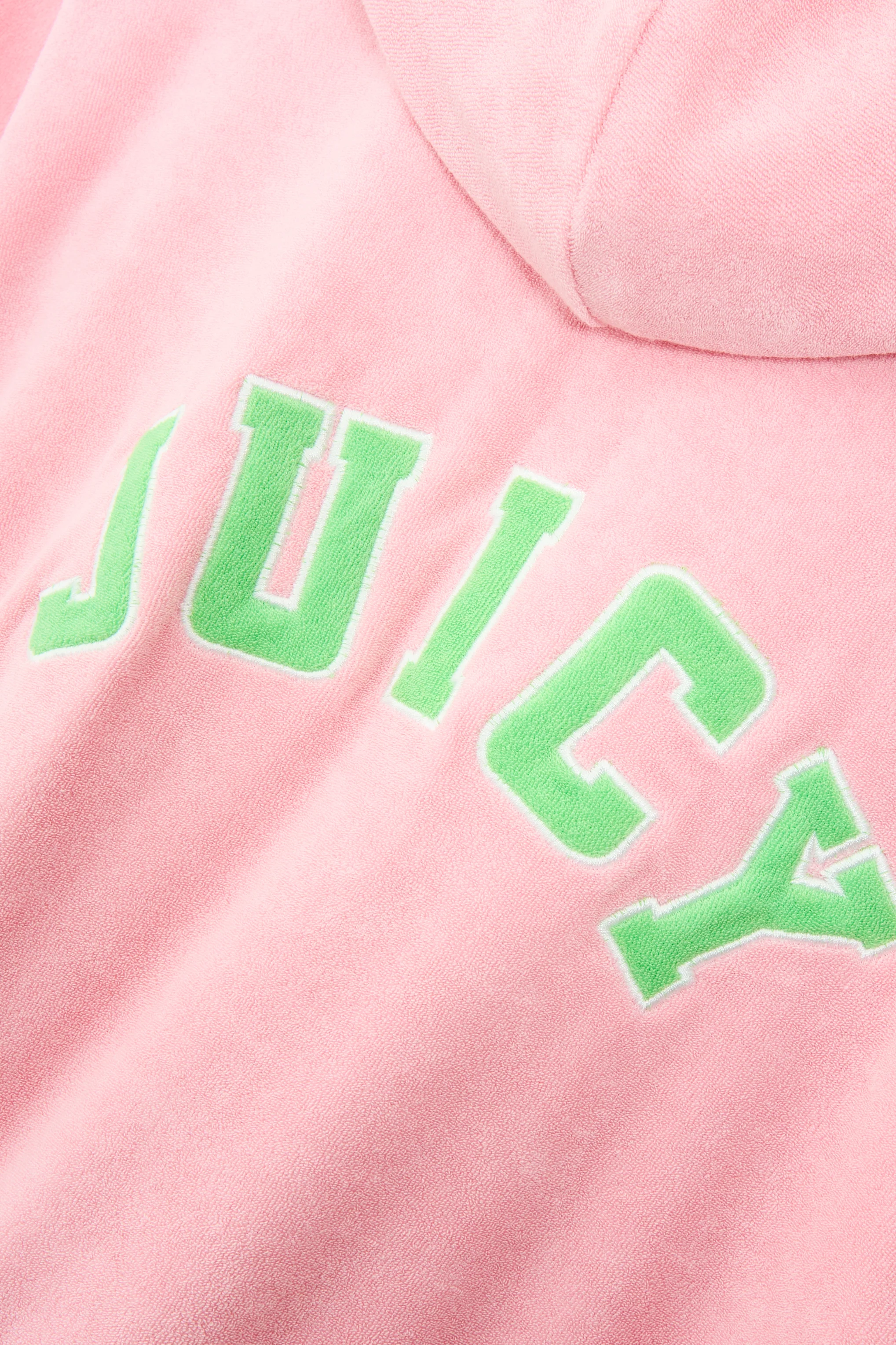 JUICY PINK OVERSIZED COLLEGIATE CROPPED TOWELLING HOODIE - Image 5