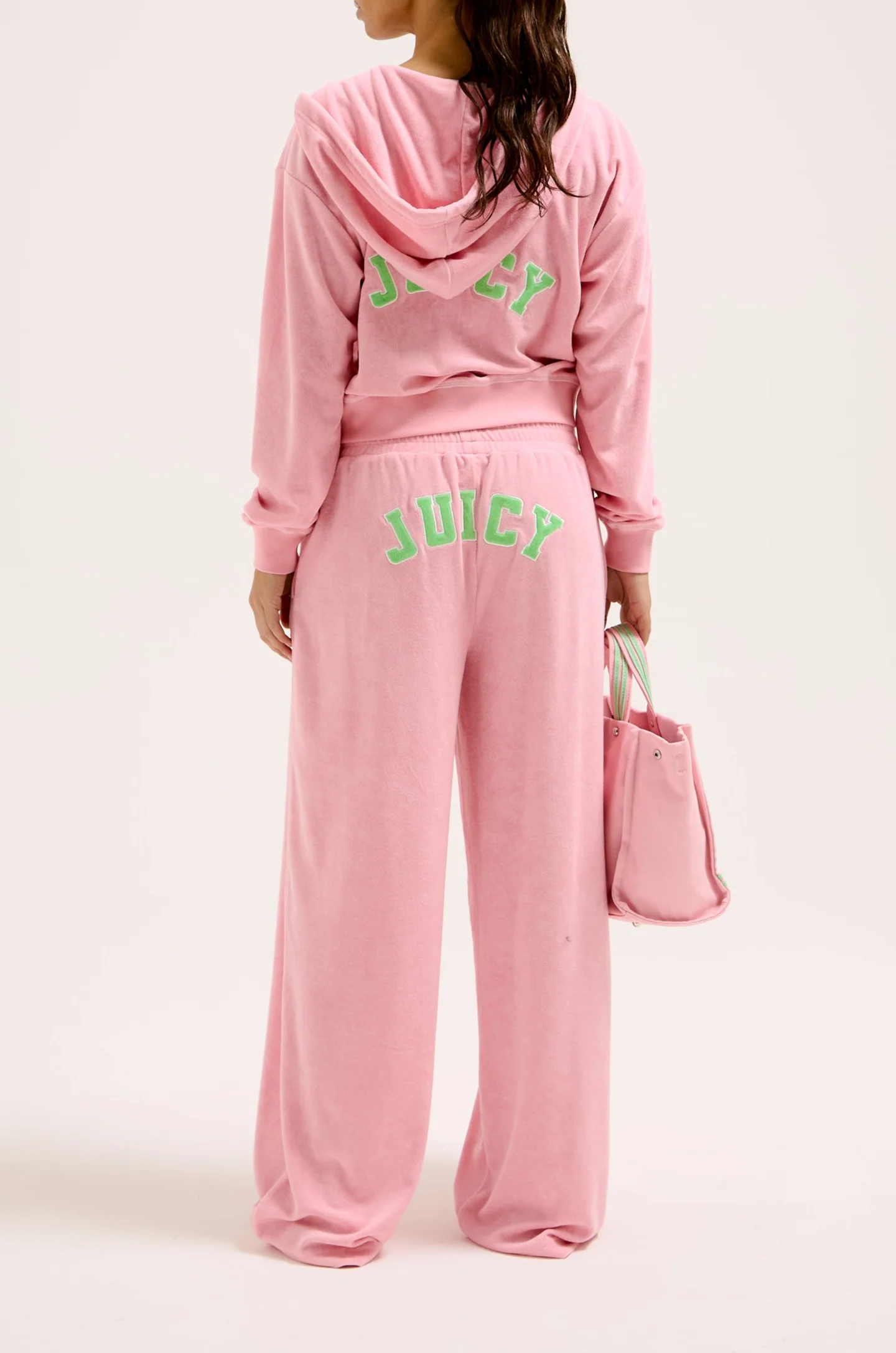 JUICY PINK OVERSIZED COLLEGIATE CROPPED TOWELLING HOODIE - Image 7