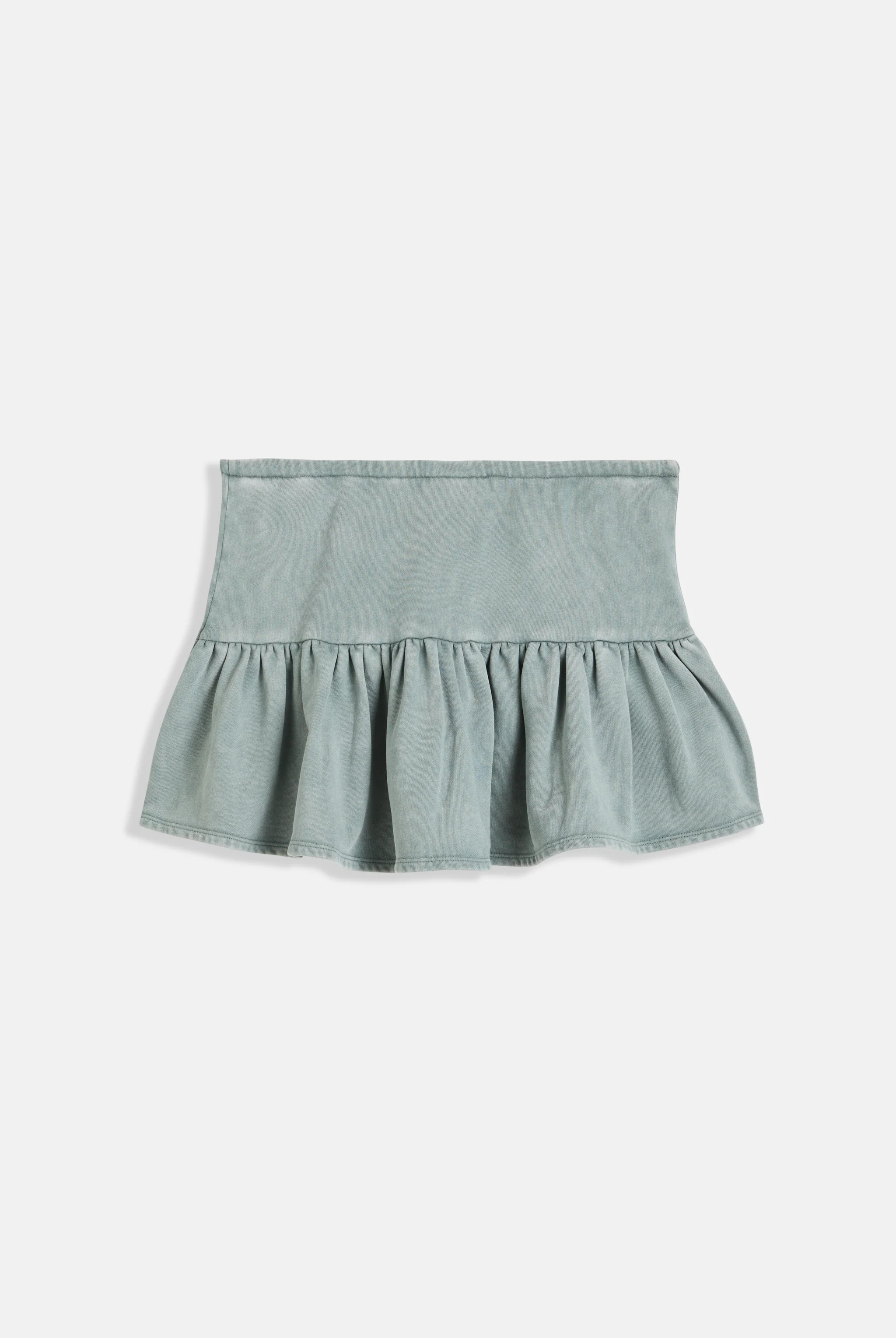 DUCK GREEN WASHED RUFFLE MINI SKIRT - Image 5