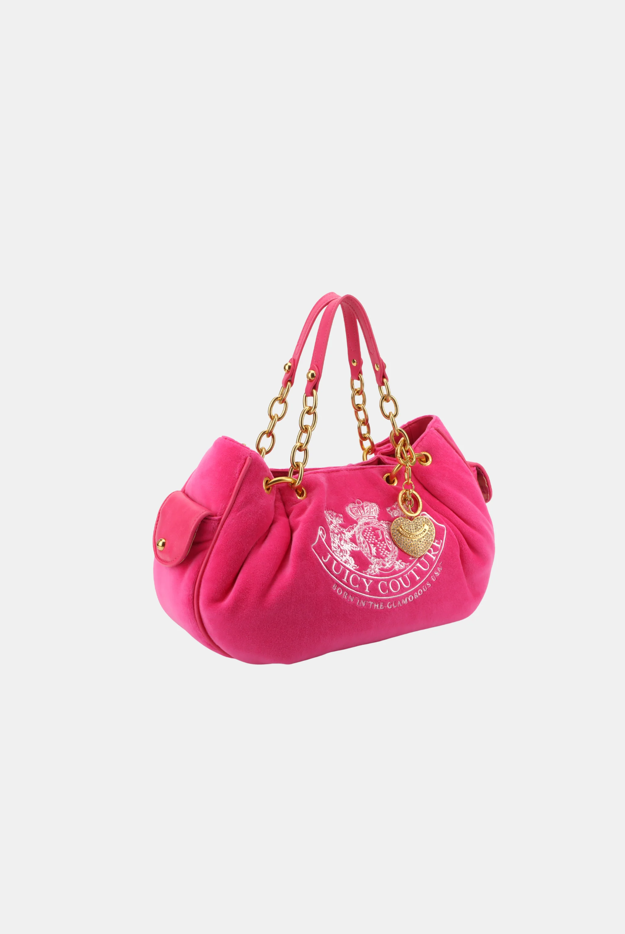 PINK YARROW CHAIN HANDLE DAYDREAMER CREST VELOUR BAG - Image 3
