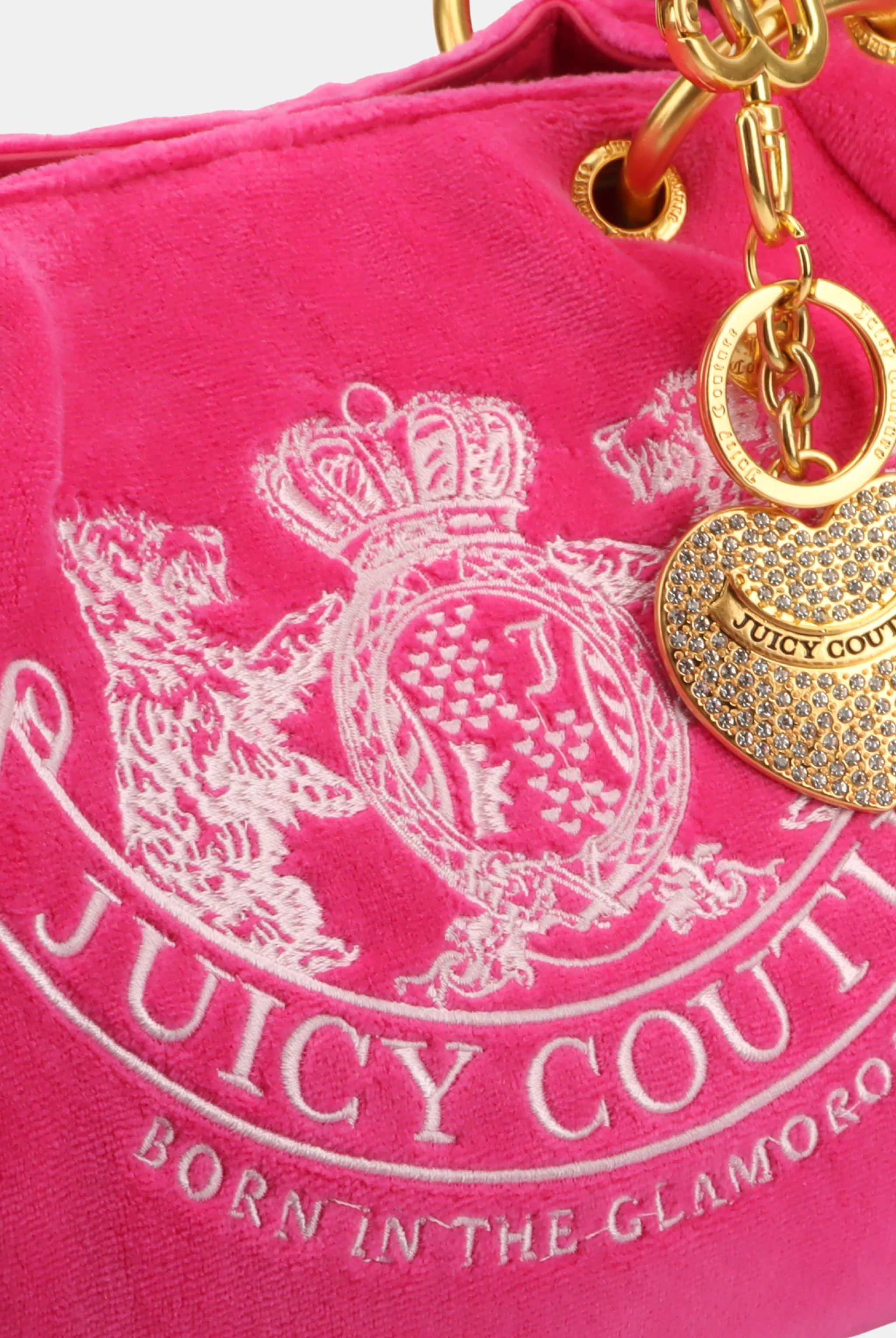 PINK YARROW CHAIN HANDLE DAYDREAMER CREST VELOUR BAG - Image 6