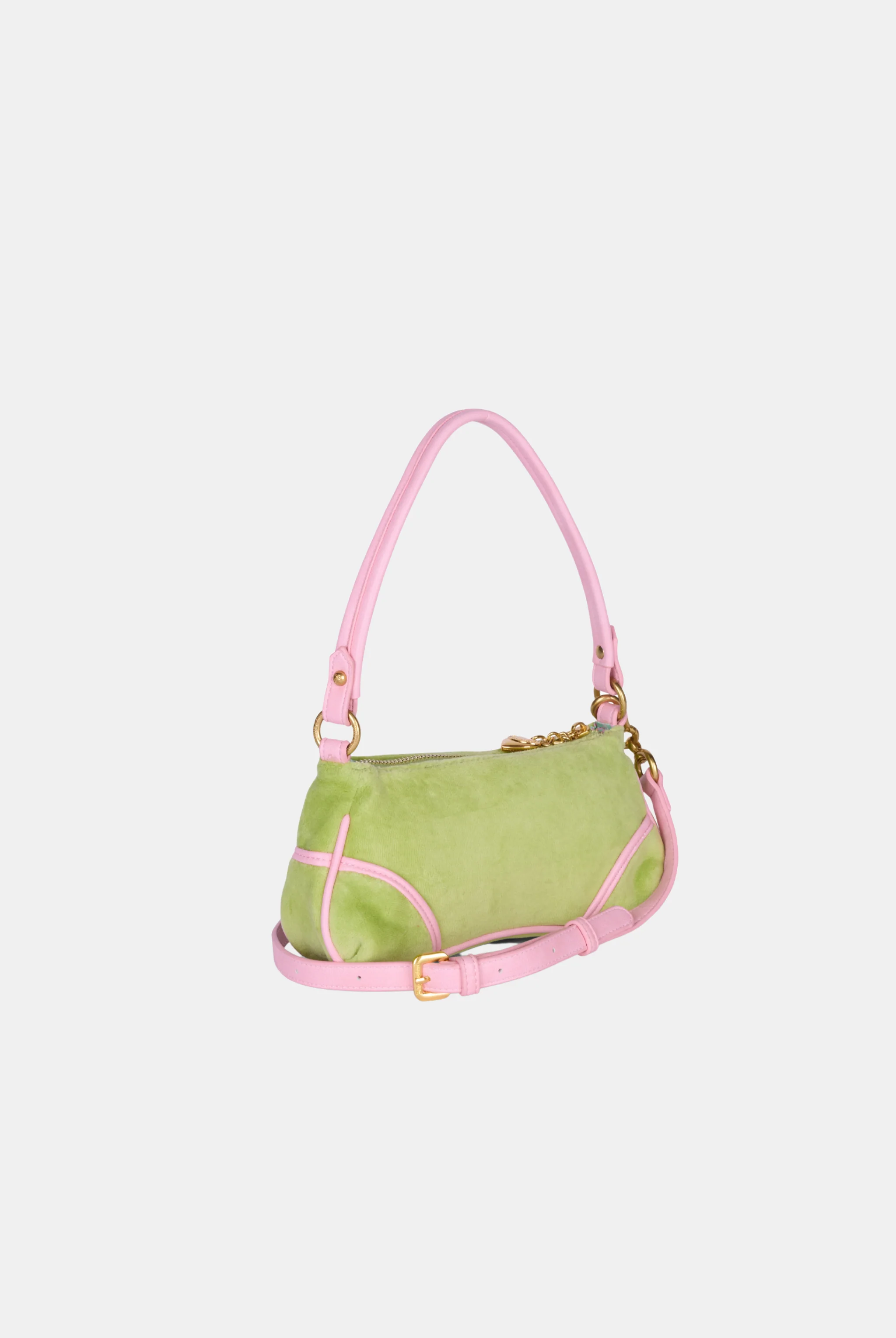 PISTACHIO GREEN & PINK VELOUR MINI HANDBAG - Image 3