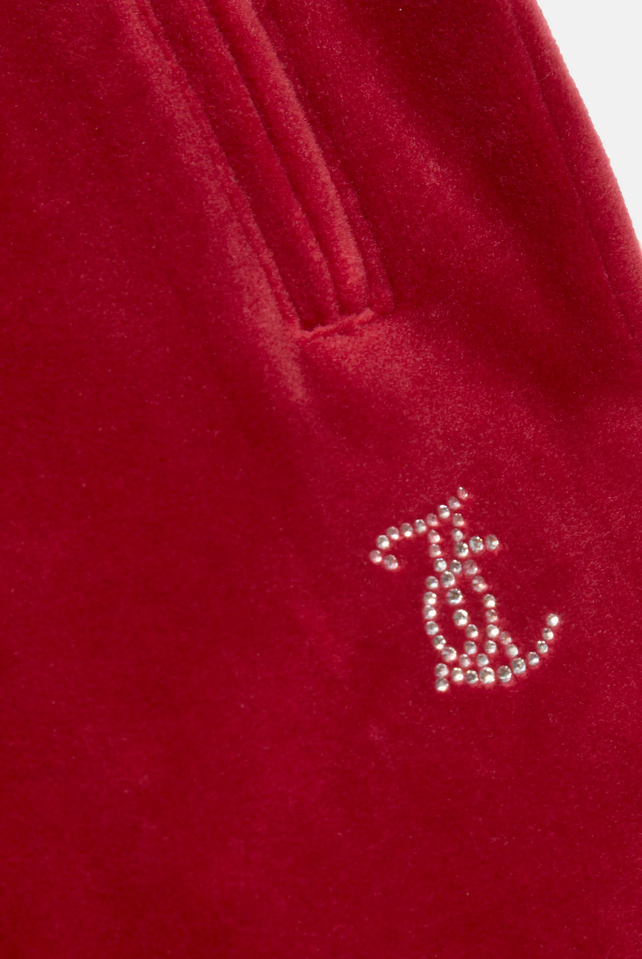 RED DAHLIA VELOUR DIAMANTÉ TRACKSUIT BOTTOM - Image 12