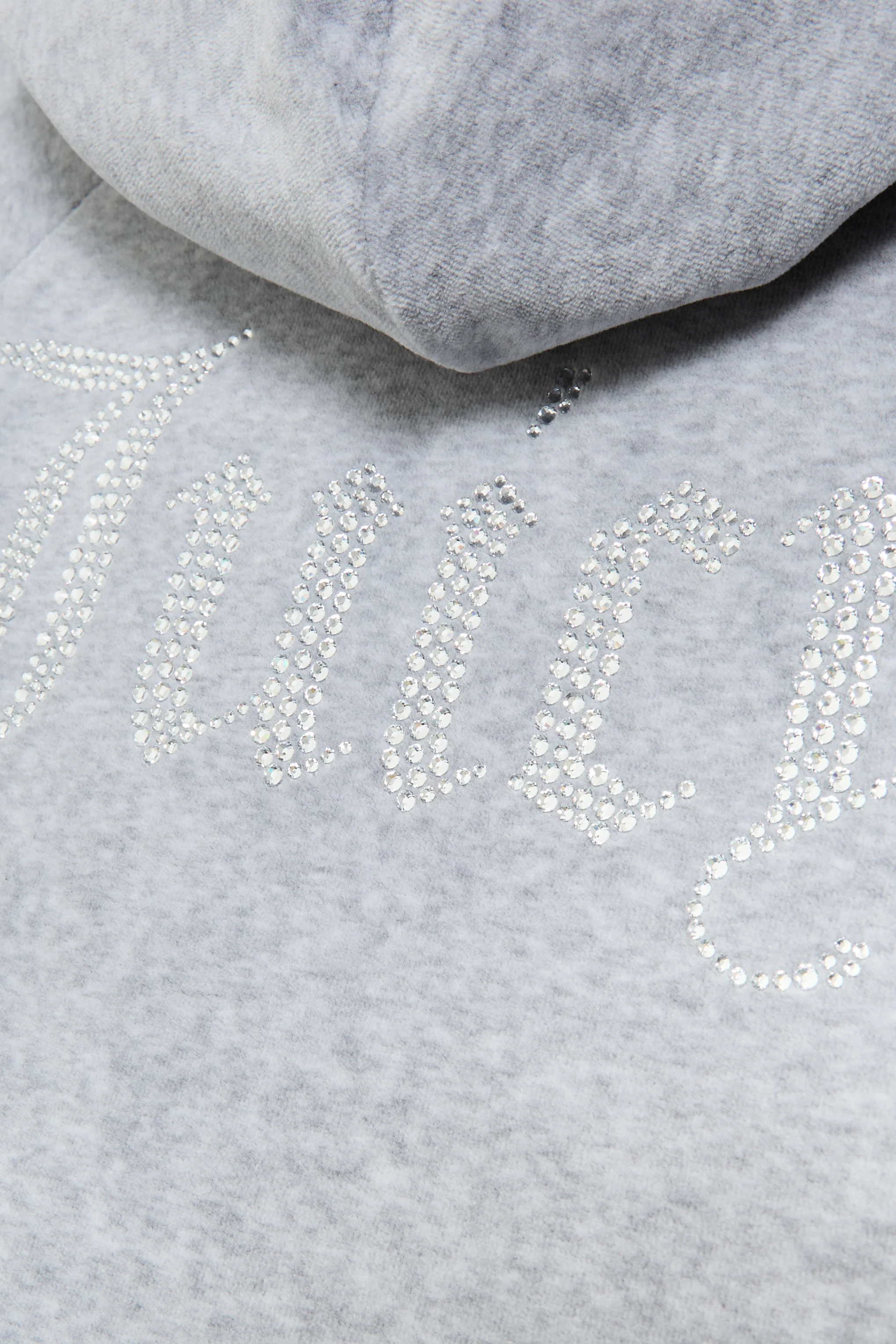 SILVER MARL DIAMANTÉ COTTON VELOUR ZIP-THROUGH HOODIE - Image 10