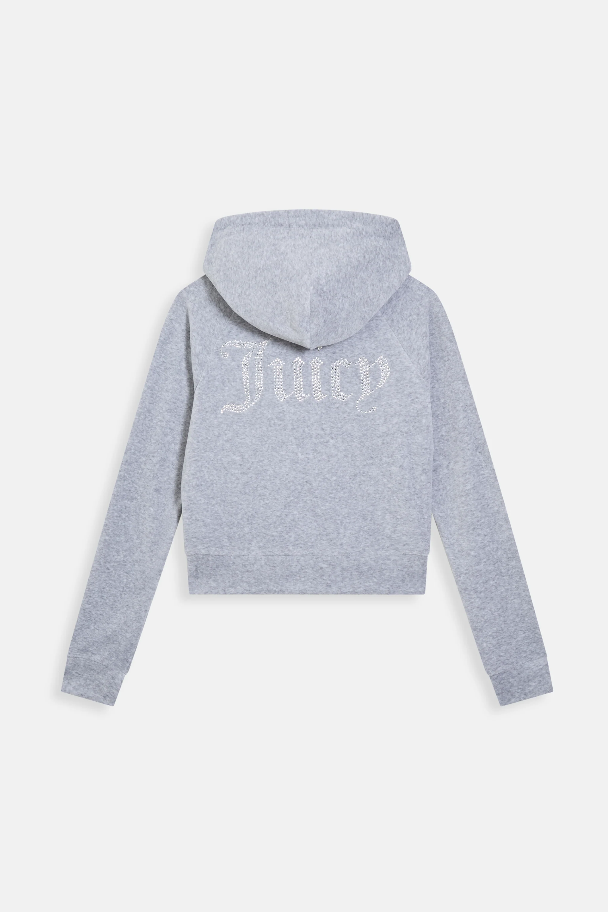 SILVER MARL DIAMANTÉ COTTON VELOUR ZIP-THROUGH HOODIE - Image 9