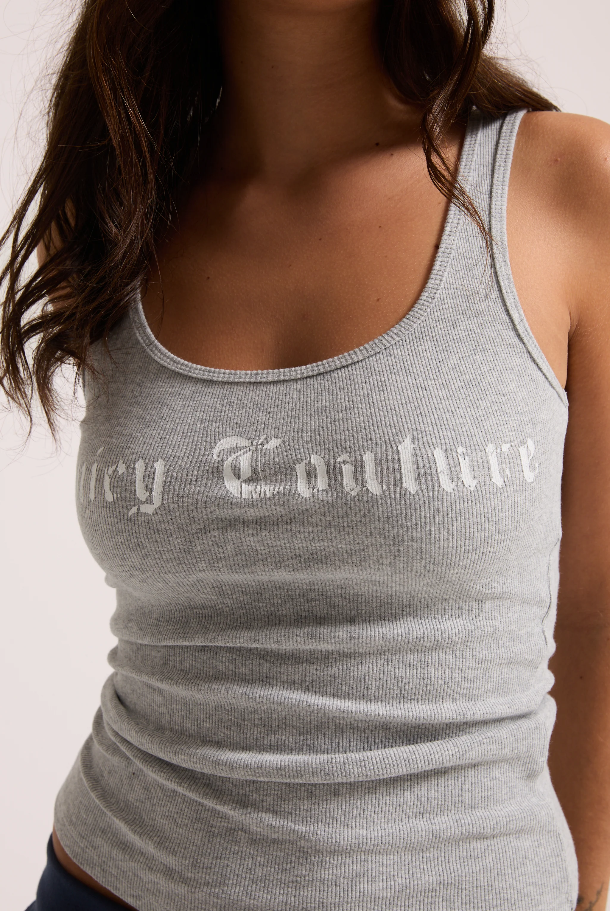SILVER MARL LONGLINE RIBBED VEST - Image 7