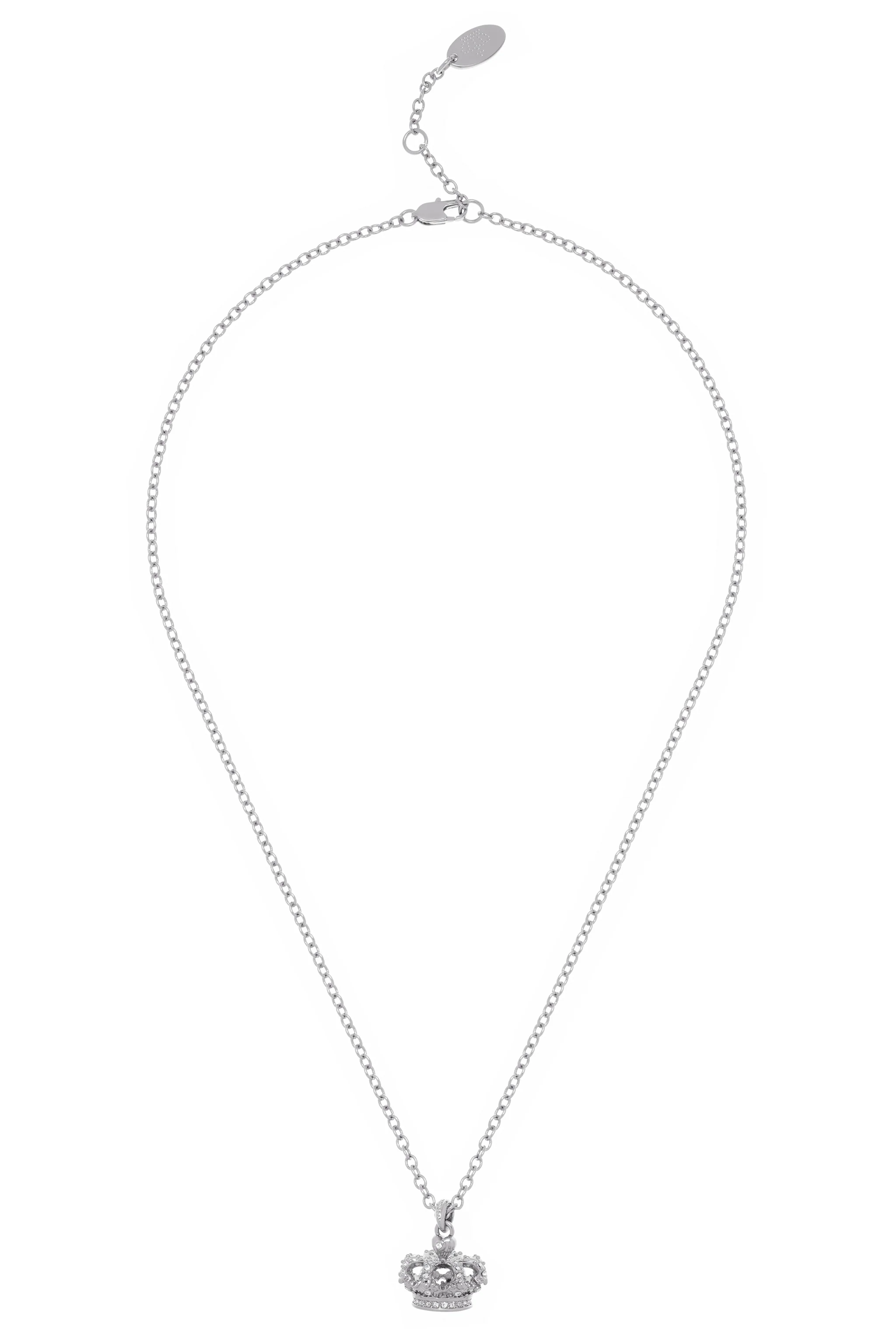 SILVER TONE CRYSTAL HERITAGE CROWN PENDANT NECKLACE - Image 2