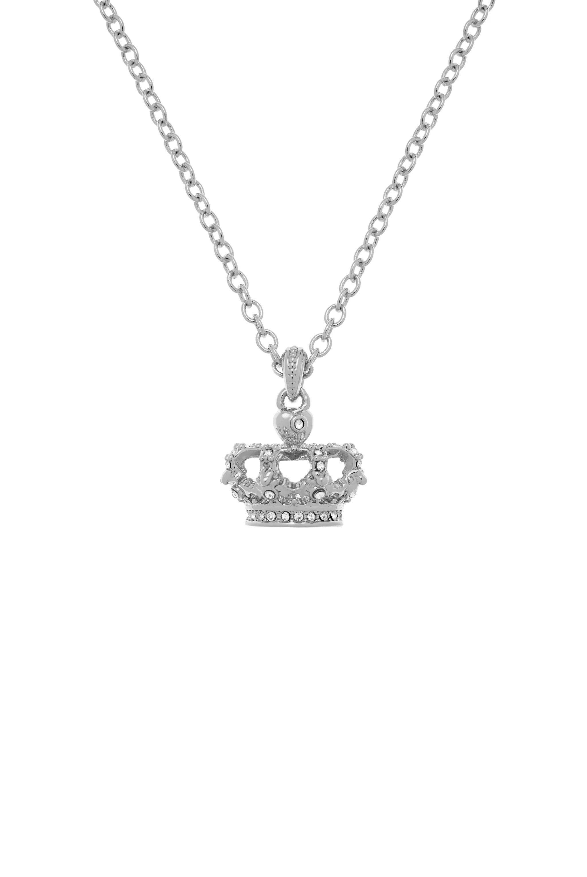 SILVER TONE CRYSTAL HERITAGE CROWN PENDANT NECKLACE - Image 5