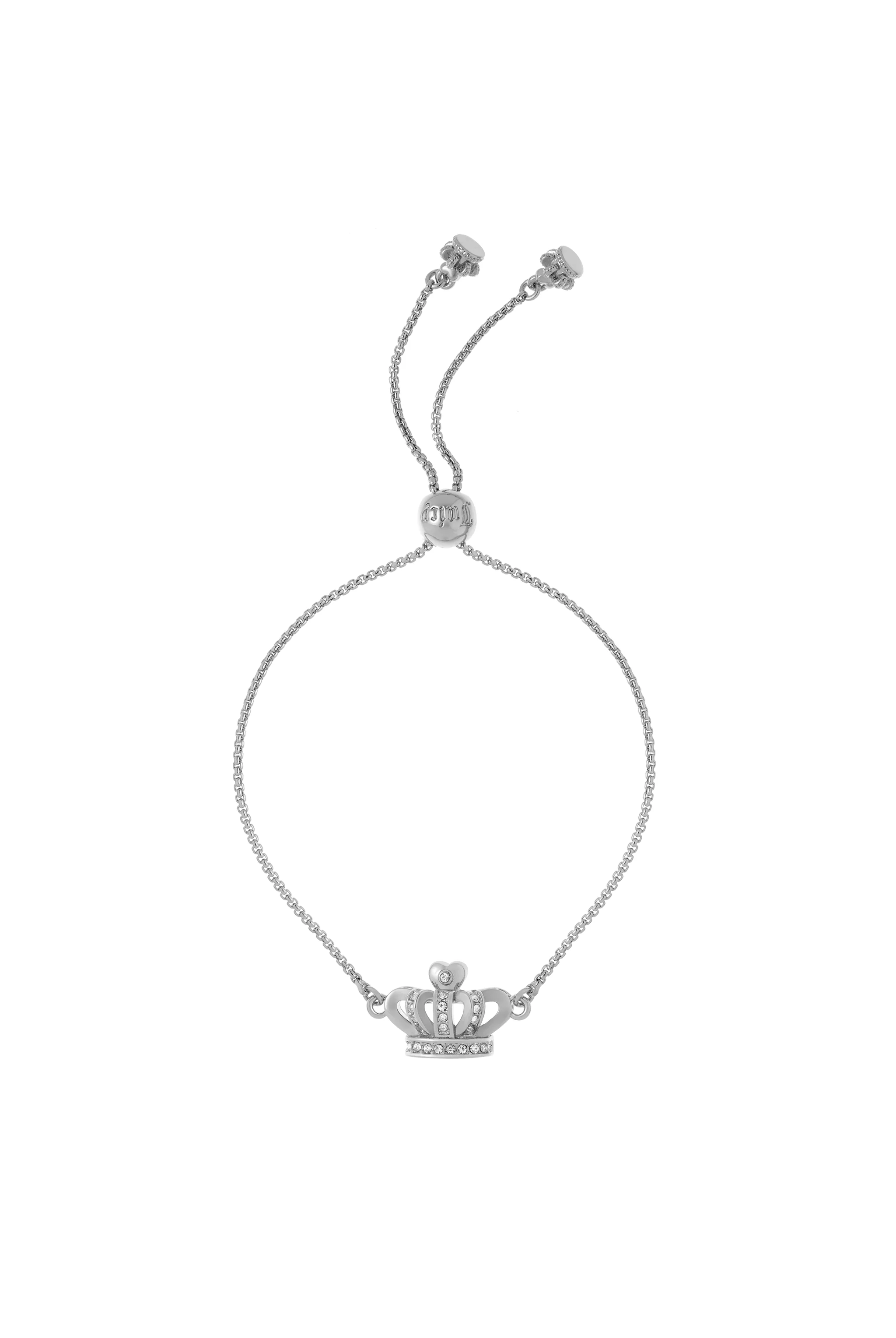 SILVER TONE CRYSTAL ICON CROWN ADJUSTABLE BRACELET - Image 2