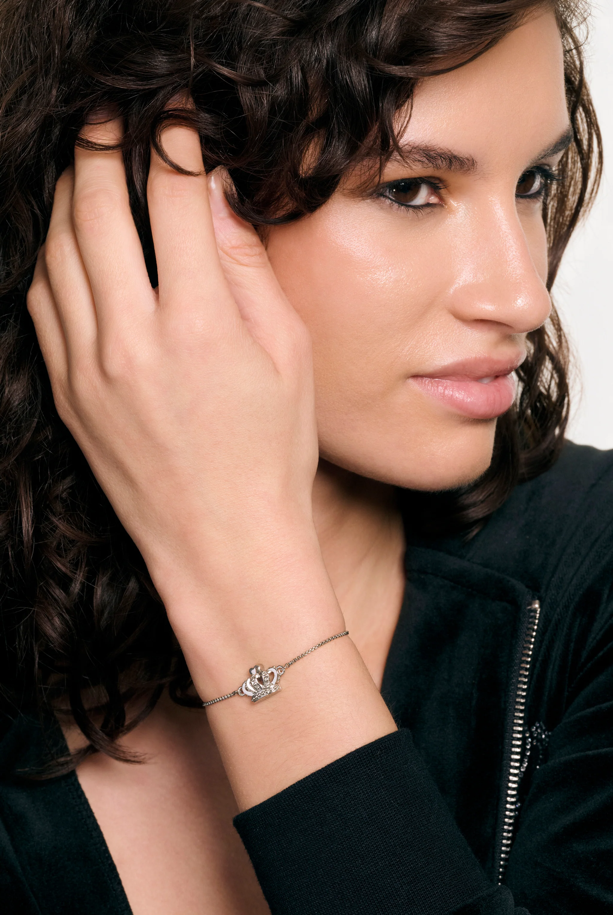 SILVER TONE ICON CROWN ADJUSTABLE BRACELET - Image 3