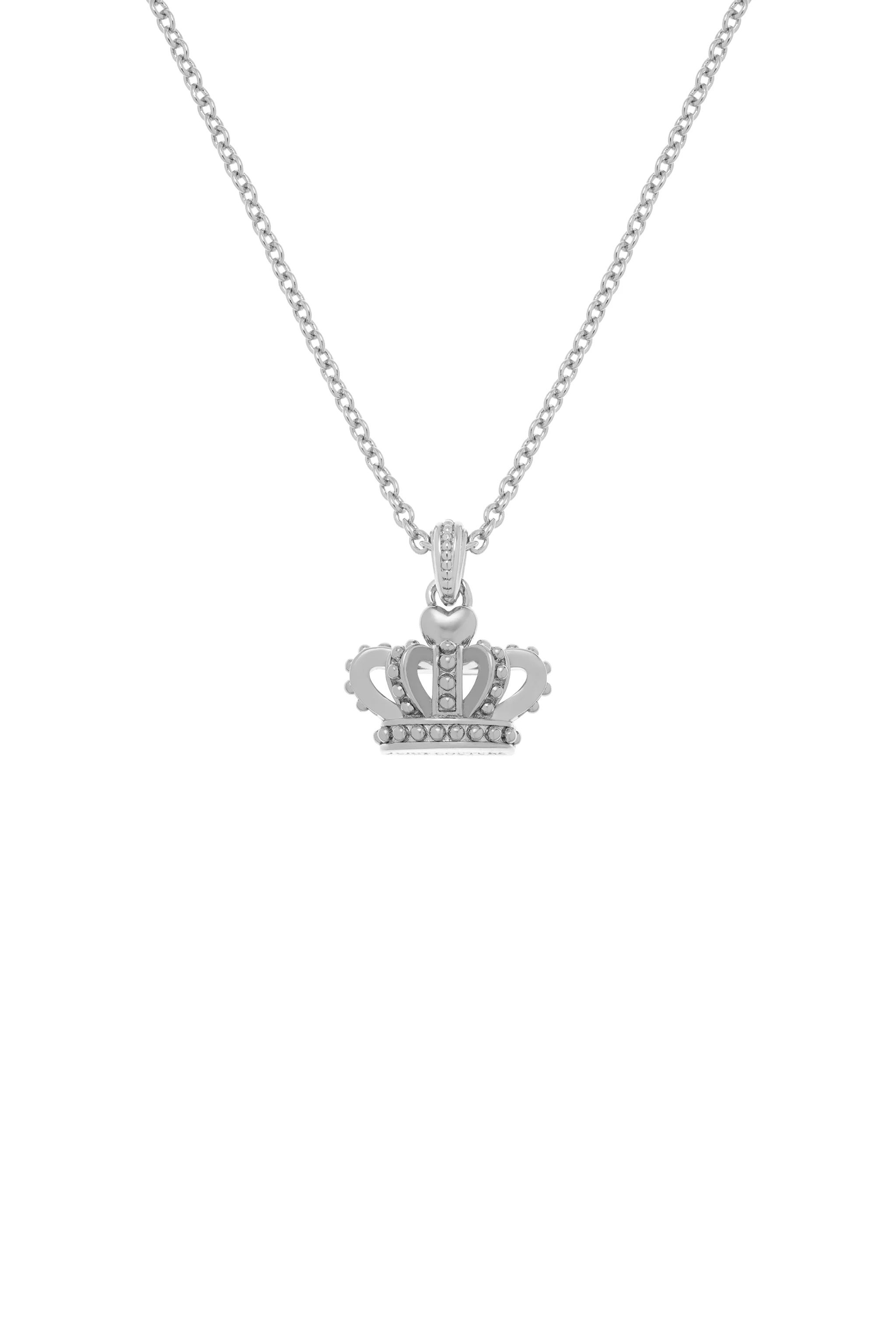 SILVER TONE ICON CROWN PENDANT NECKLACE - Image 4